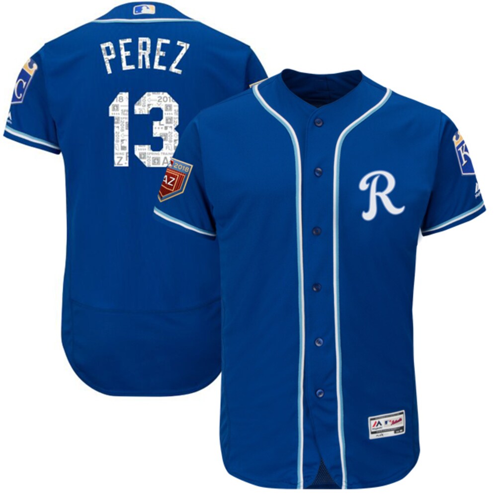 Salvador Perez Kansas City Royals Majestic 2018 Spring Training Flex Base Player Baseball Jersey - Royal