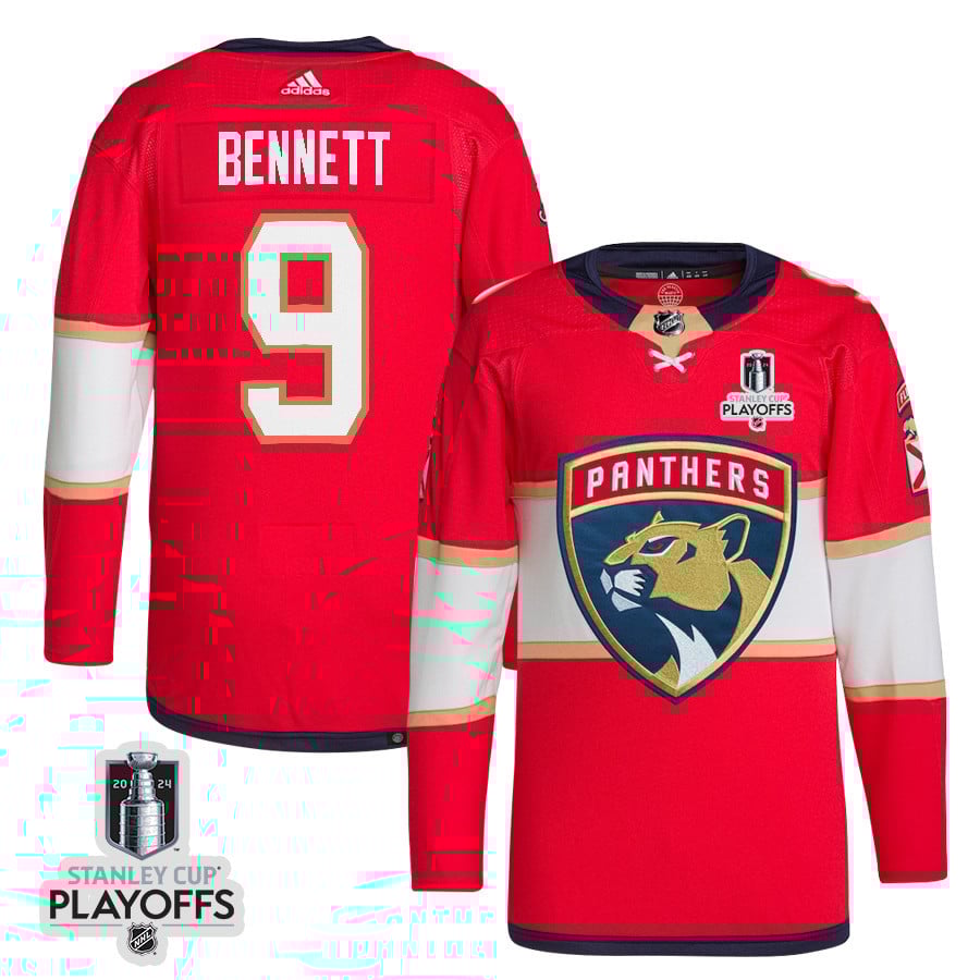 Sam Bennett 9 Florida Panthers 2024 NHL Playoffs Patch Home Hockey Jersey - Men, Red - JS836 