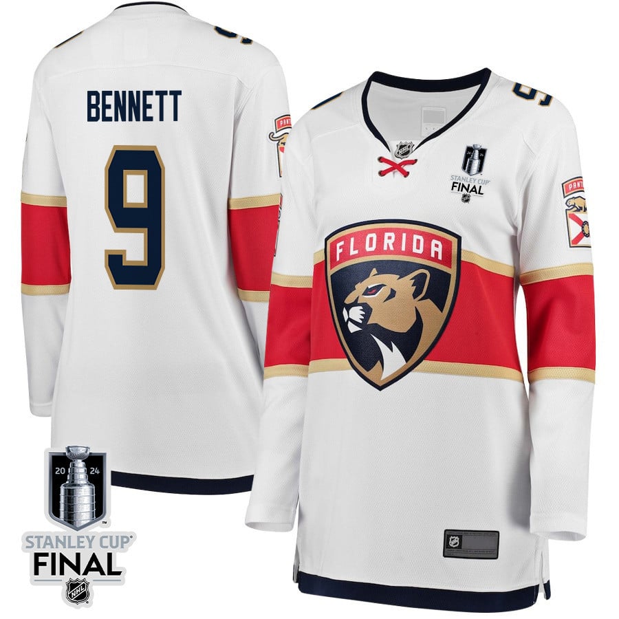 Sam Bennett 9 Florida Panthers 2024 STANLEY CUP Final Women's Away Breakaway Hockey Jersey - White - JS388 