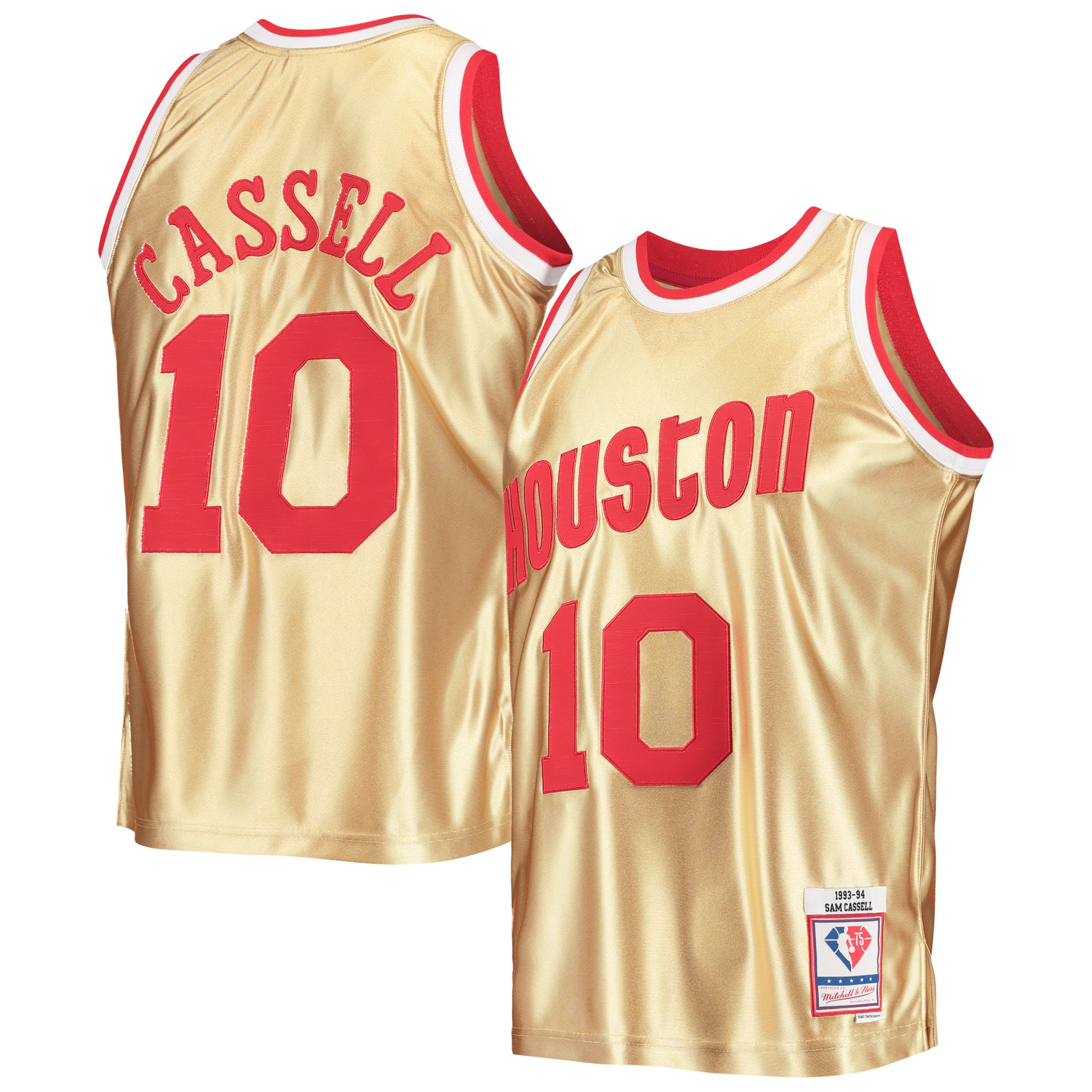 Sam Cassell Houston Rockets Mitchell & Ness 75th Anniversary 1993/94 Hardwood Classics Swingman Basketball Jersey - Gold