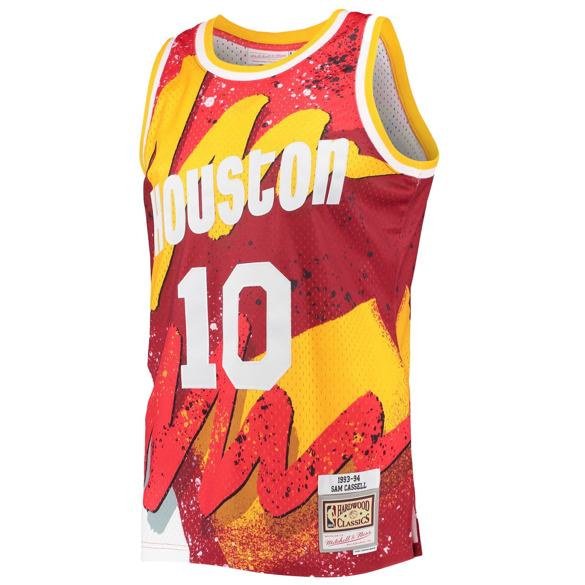 Alternative view of Sam Cassell Houston Rockets Mitchell & Ness Hardwood Classics 1993/94 Hyper Hoops Swingman Basketball Jersey - Red