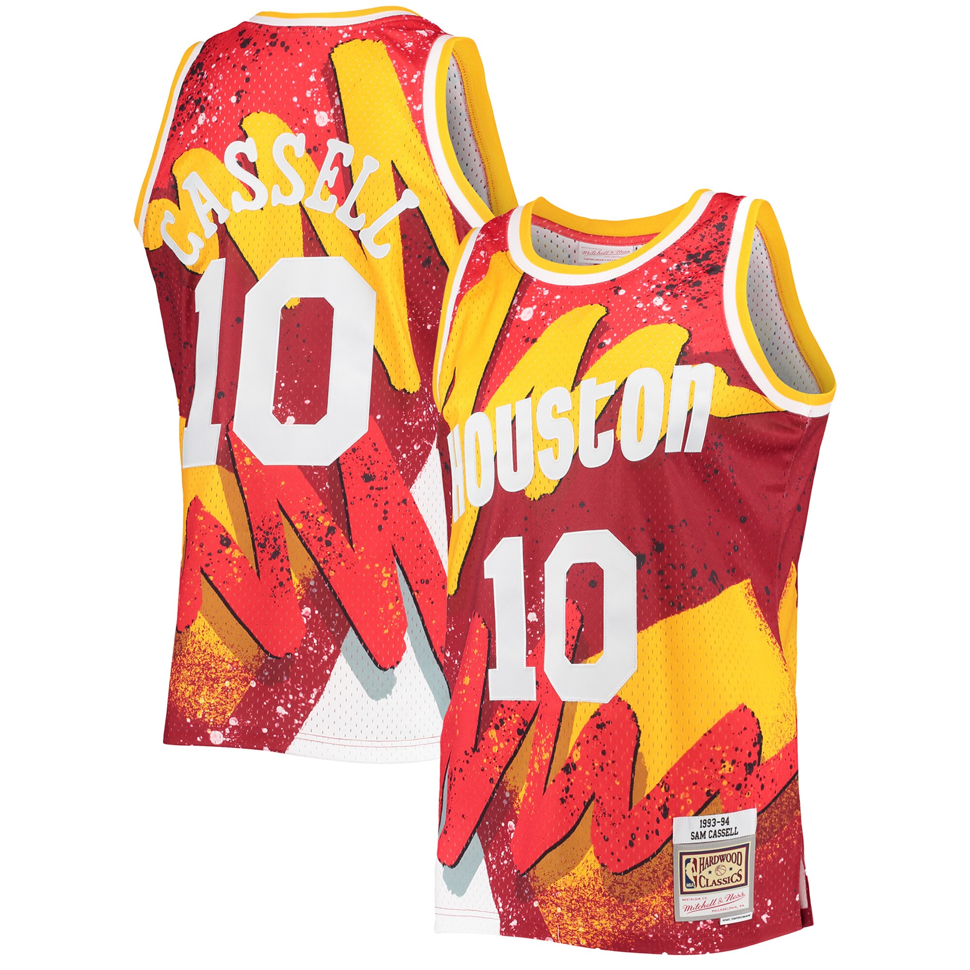 Alternative view of Sam Cassell Houston Rockets Mitchell & Ness Hardwood Classics 1993/94 Hyper Hoops Swingman Basketball Jersey - Red