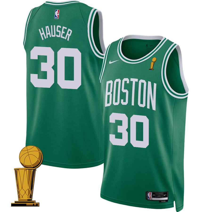 Sam Hauser 30 Boston Celtics 2024 FINALS CHAMPIONS Basketball Jersey - Icon Edition - Kelly Green - JS674