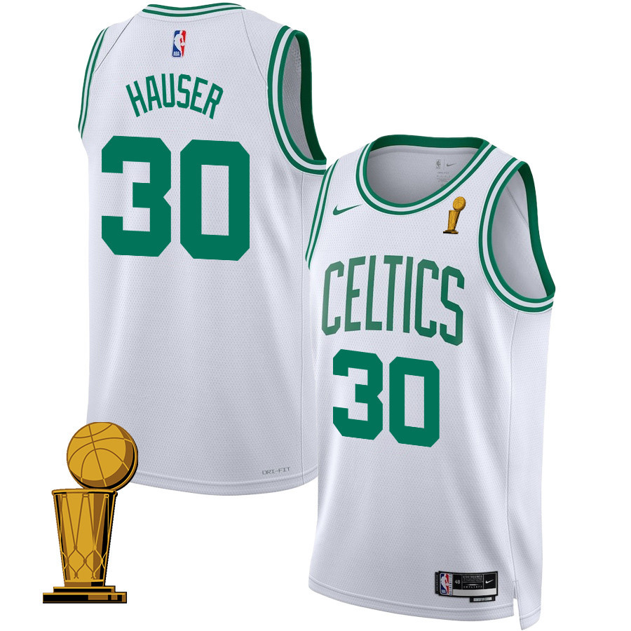 Sam Hauser 30 Boston Celtics 2024 FINALS CHAMPIONS Swingman Basketball Jersey - Association Edition - White - JS879