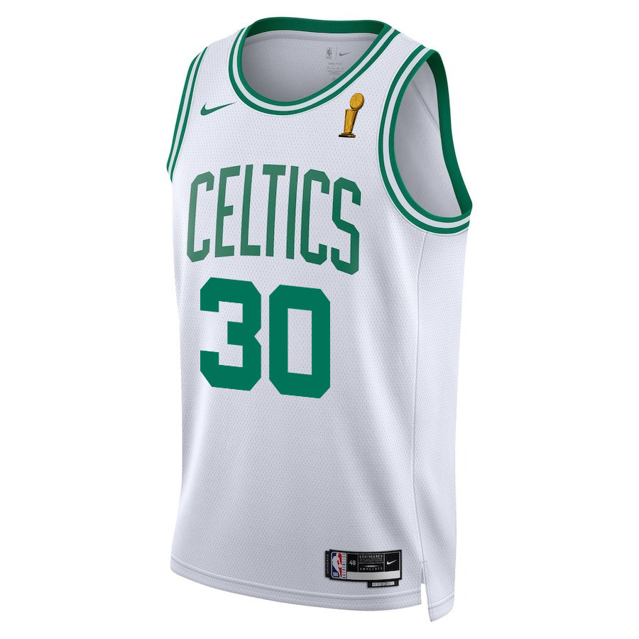 Alternative view of Sam Hauser 30 Boston Celtics 2024 FINALS CHAMPIONS Swingman Basketball Jersey - Association Edition - White - JS879