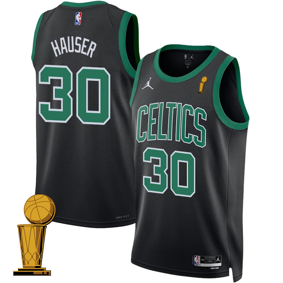 Sam Hauser 30 Boston Celtics 2024 FINALS CHAMPIONS Swingman Basketball Jersey - Statement Edition - Black - JS133