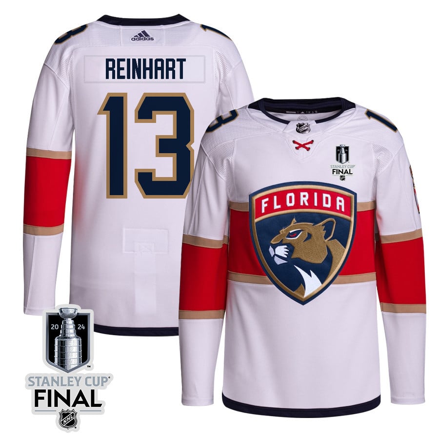 Sam Reinhart 13 Florida Panthers 2024 STANLEY CUP Final Away Breakaway Hockey Jersey - Men, White - JS455 