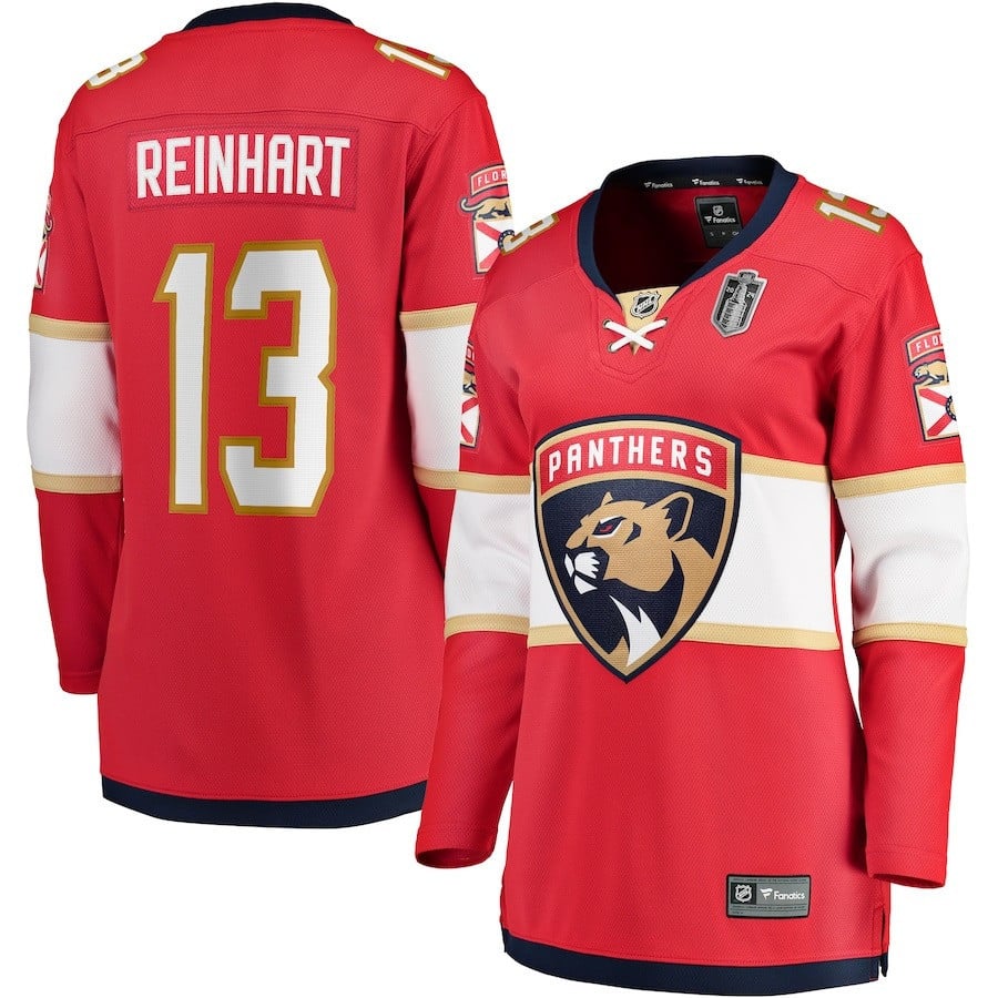 Sam Reinhart 13 Florida Panthers 2024 Stanley Cup Final Home Breakaway Player Hockey Jersey - Red, Women - JS871 