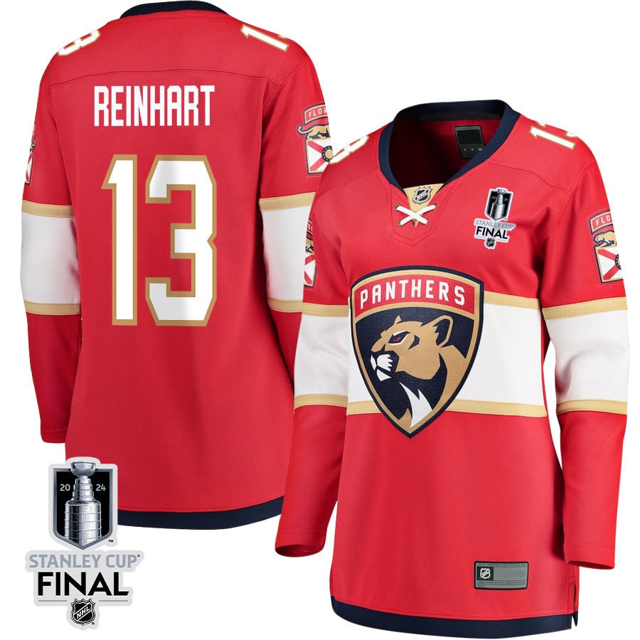 Sam Reinhart 13 Florida Panthers 2024 STANLEY CUP Final Women's Home Breakaway Hockey Jersey - Red - JS591 