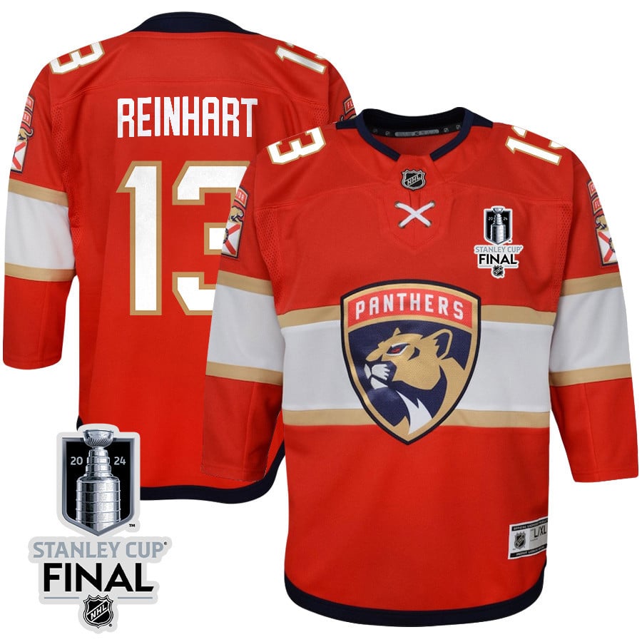 Sam Reinhart 13 Florida Panthers 2024 STANLEY CUP Final Youth Home Breakaway Hockey Jersey - Red - JS725 