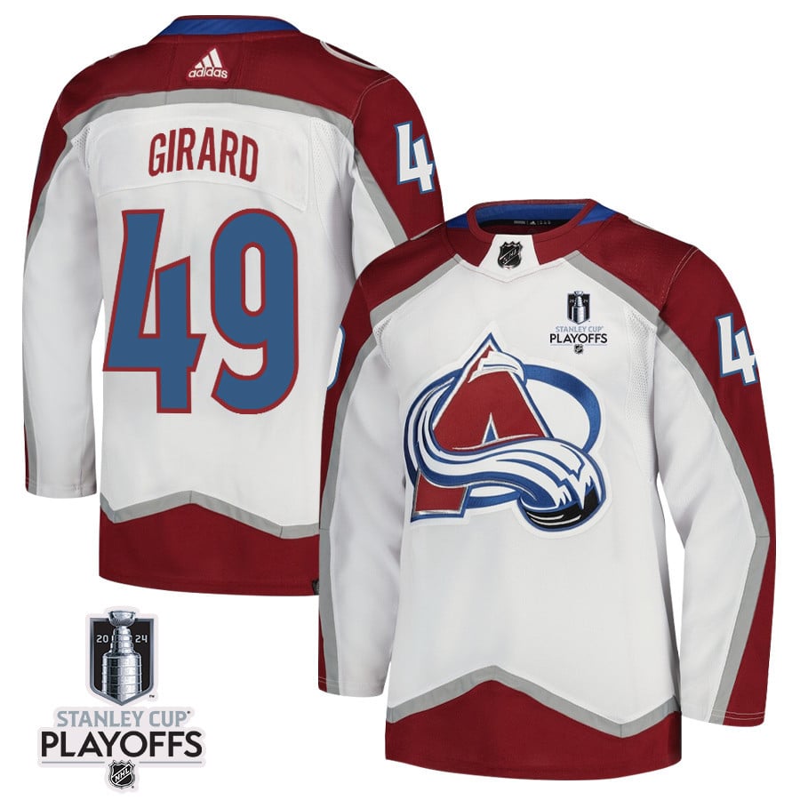 Samuel Girard 49 Colorado Avalanche 2024 NHL Playoffs Patch Away Hockey Jersey - Men, White - JS846 