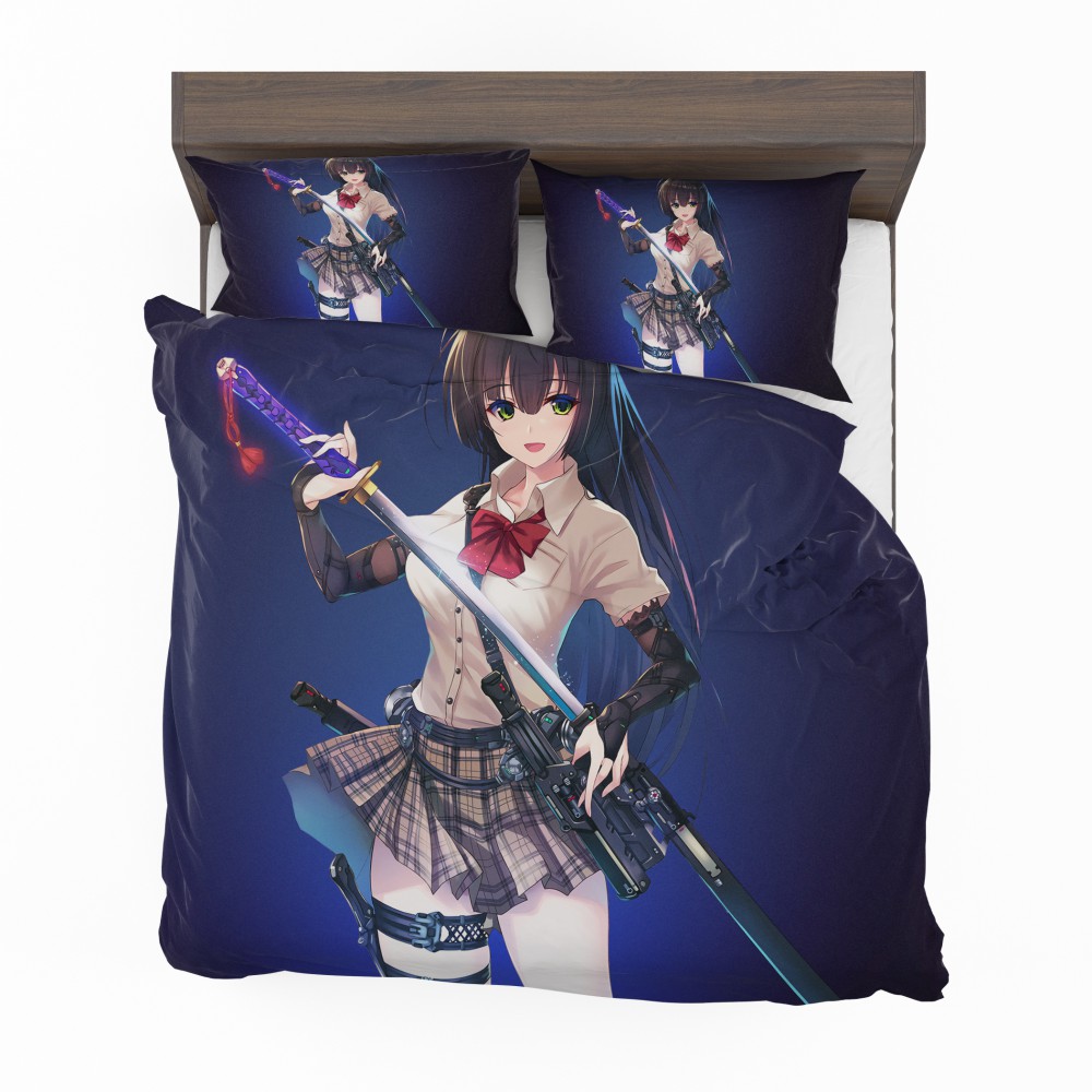 Alternative view of Samurai Sword Katana Anime Girl Bedding Set - Custom Bedding Set