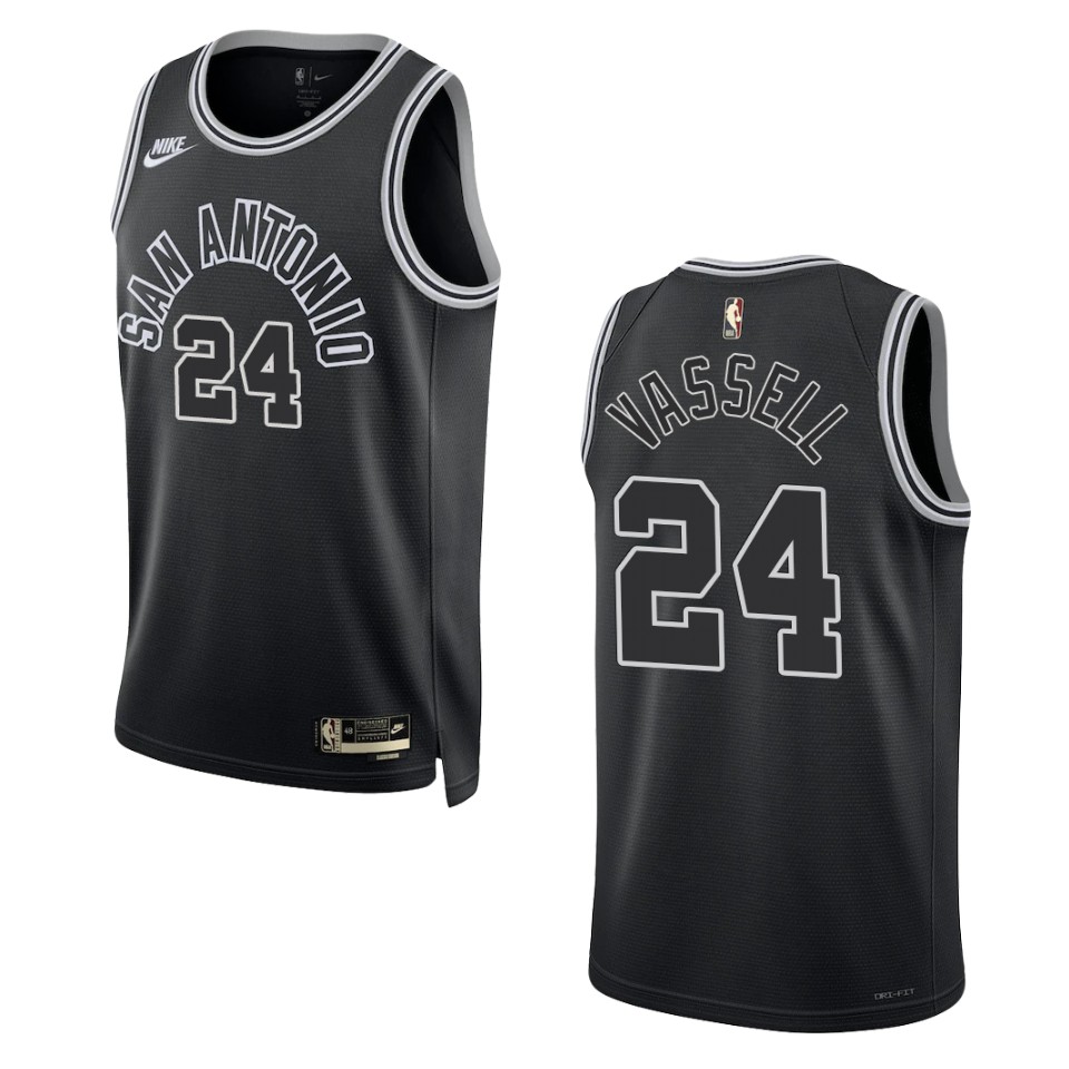 San Antonio Spurs 2022-23 Classic Edition Devin Vassell Black Basketball Jersey 50th Season