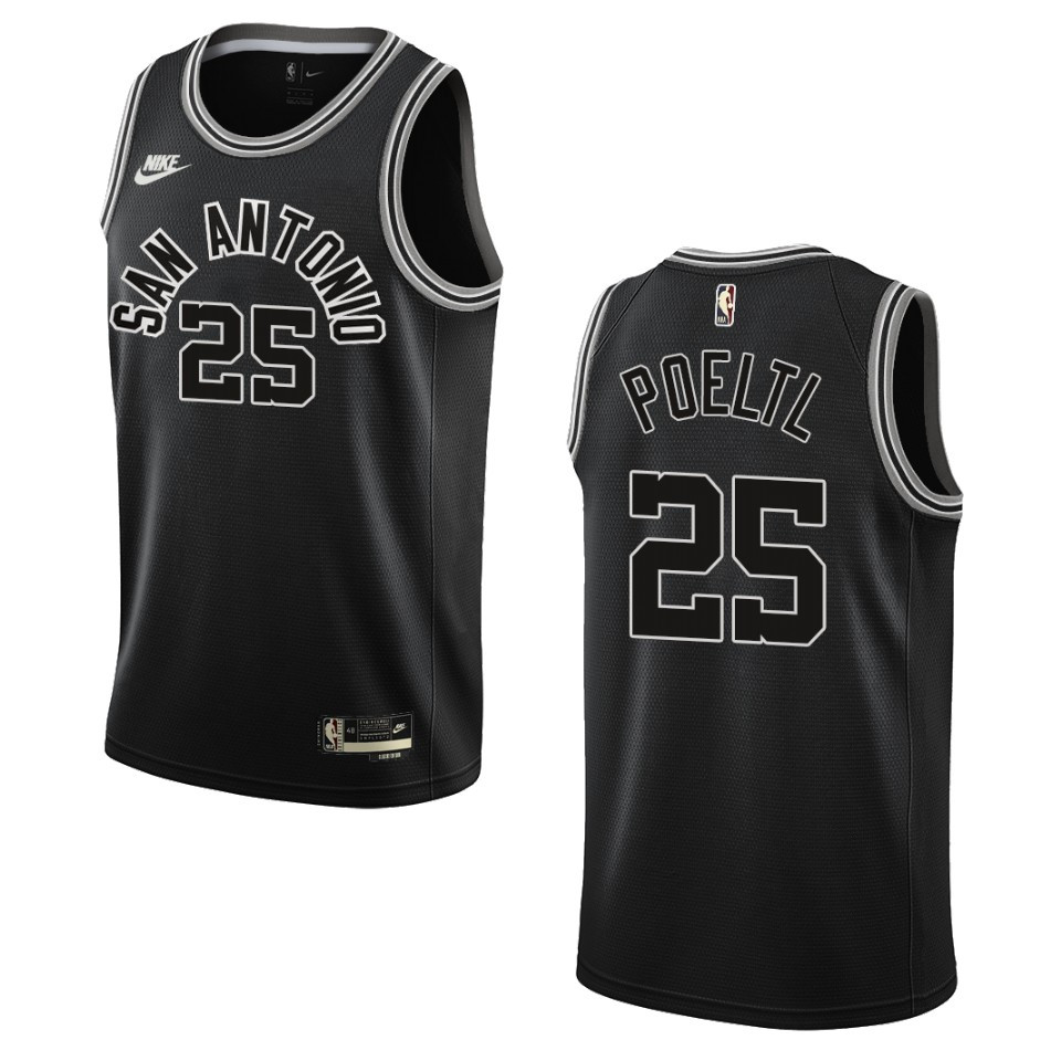 San Antonio Spurs 2022-23 Classic Edition Jakob Poeltl Black Basketball Jersey 50th Season