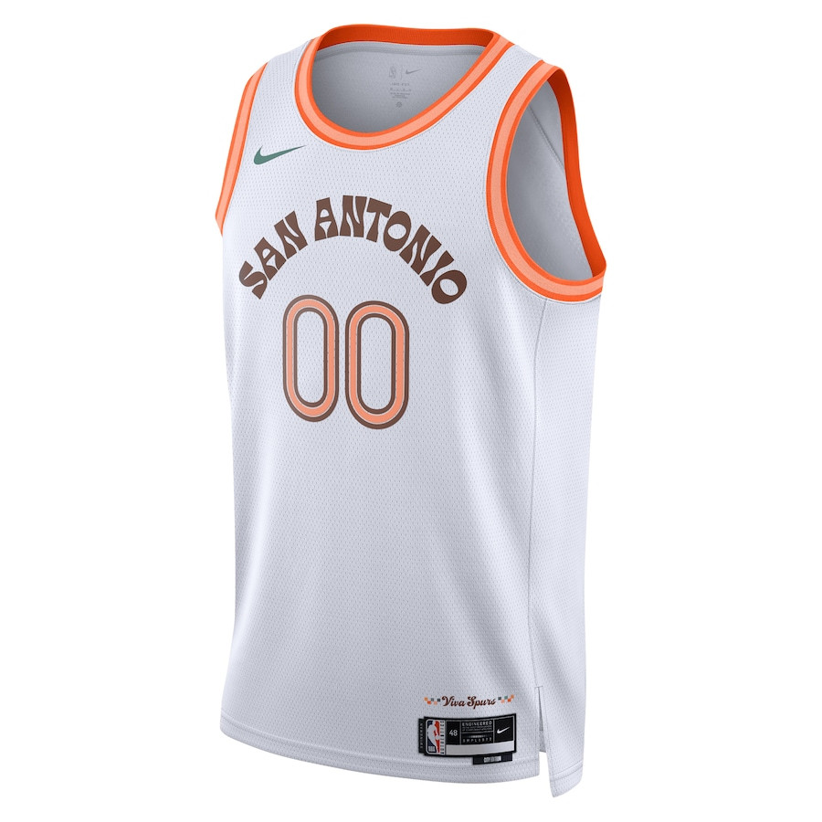 Alternative view of San Antonio Spurs 2023/24 City Edition Swingman Custom Basketball Jersey - White - JS186 