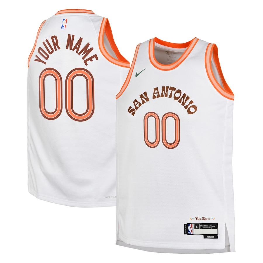 San Antonio Spurs 2023/24 City Edition Swingman Custom YOUTH Basketball Jersey - White - JS802 
