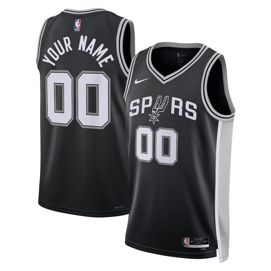 San Antonio Spurs 2023/24 Icon Swingman Custom Men Basketball Jersey - Black - JS255 