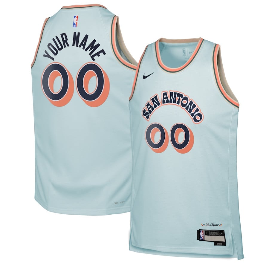 San Antonio Spurs 2024/25 Swingman Custom YOUTH Basketball Jersey - City Edition - Light Blue - JS442 