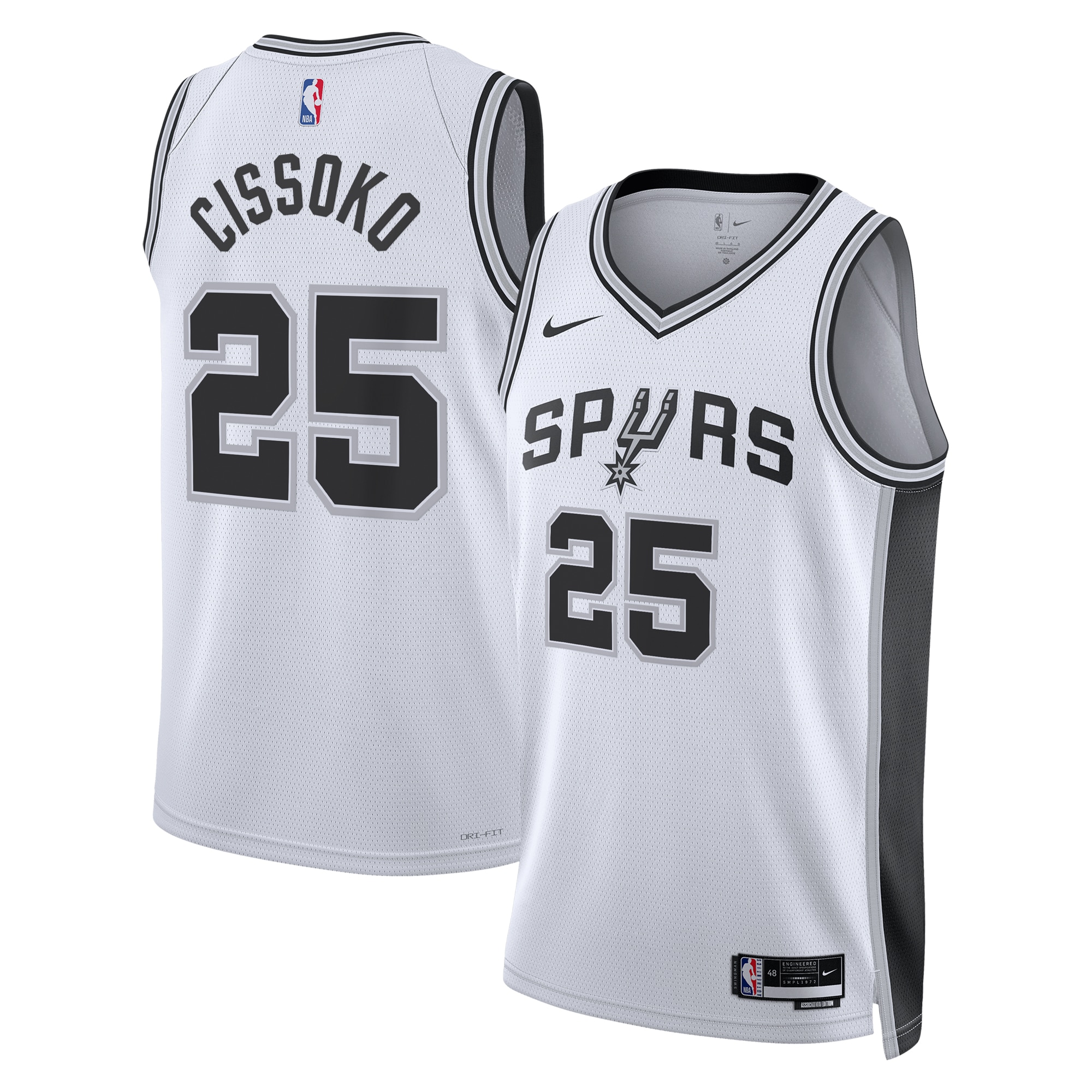 San Antonio Spurs Association Edition Swingman Basketball Jersey - White - Sidy Cissoko - Unisex - JS478 