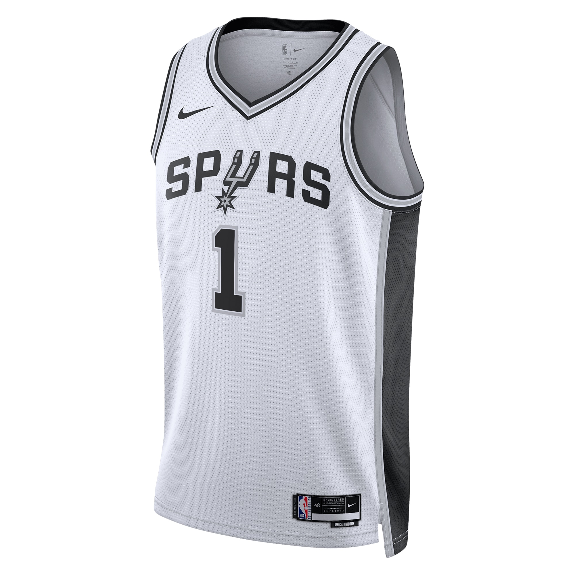 Alternative view of San Antonio Spurs Association Edition Swingman Basketball Jersey - White - Victor Wembanyama - Unisex - JS639 