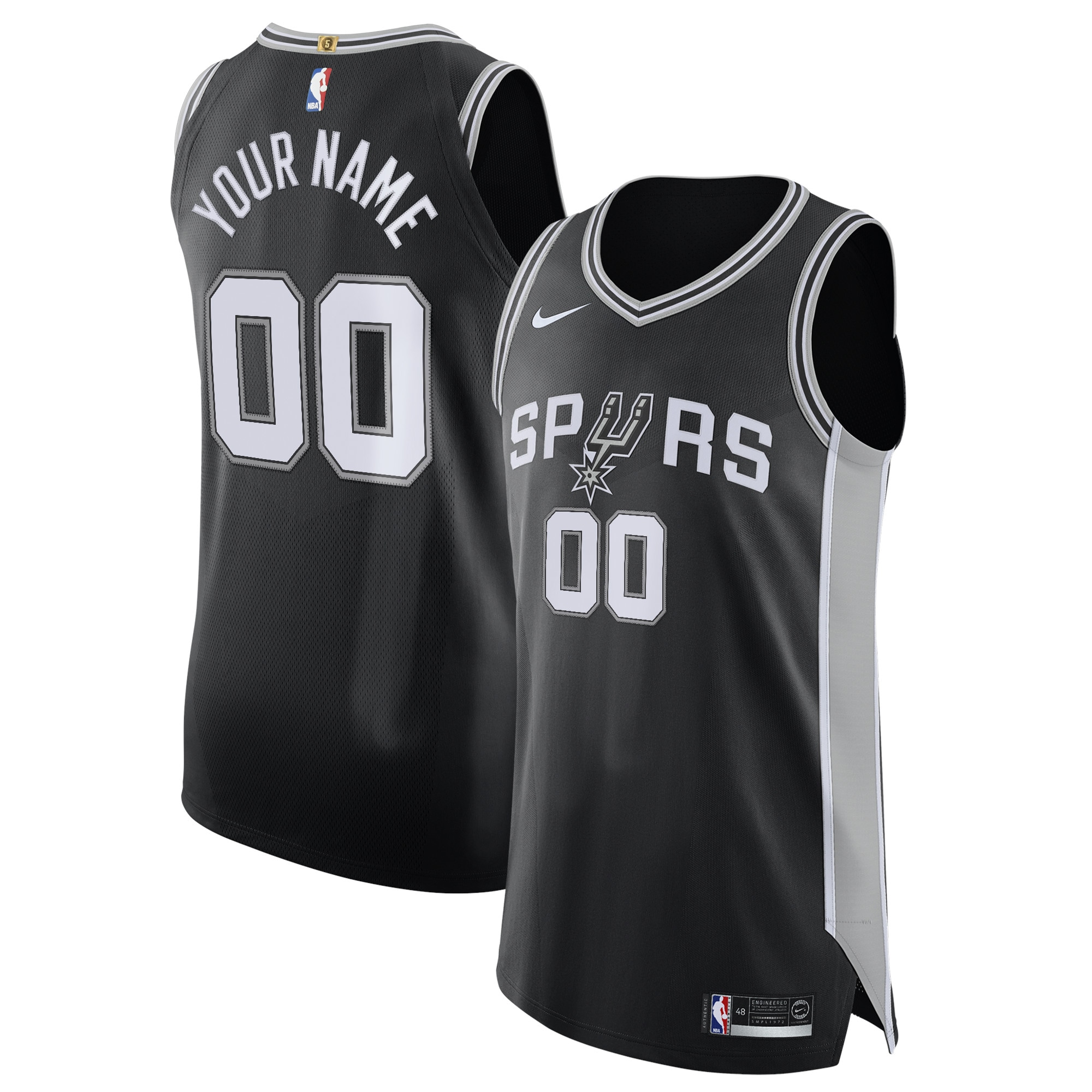 San Antonio Spurs Authentic Custom Basketball Jersey Black - Icon Edition