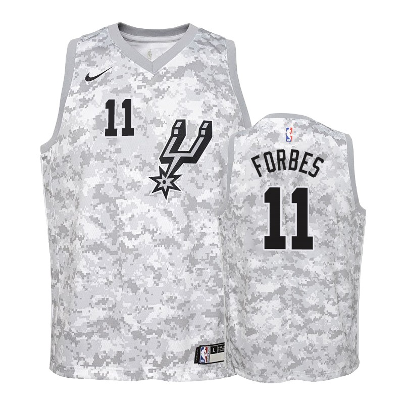 San Antonio Spurs Bryn Forbes #11 Camo Earned Basketball Jersey -youth