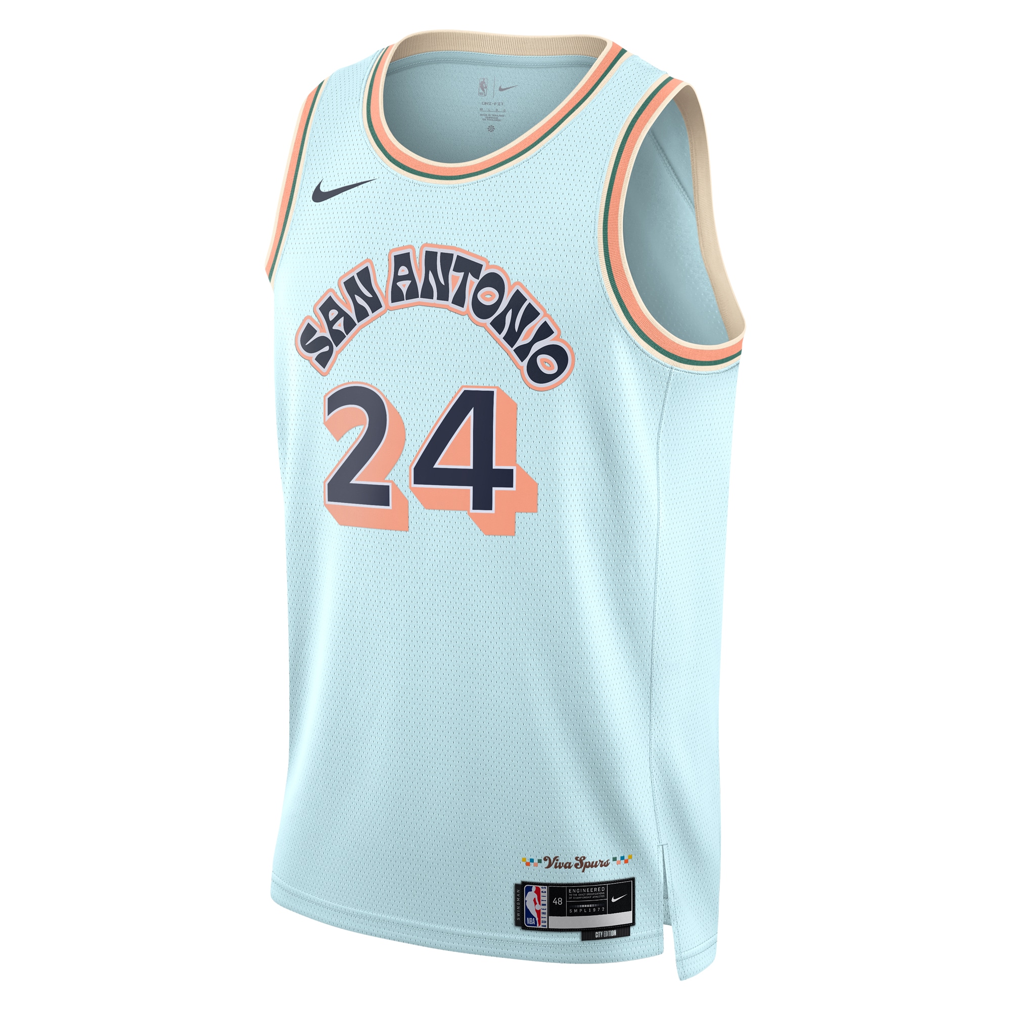 Alternative view of San Antonio Spurs City Edition Swingman Basketball Jersey 2024 - Blue - Devin Vassell - Unisex - JS185 