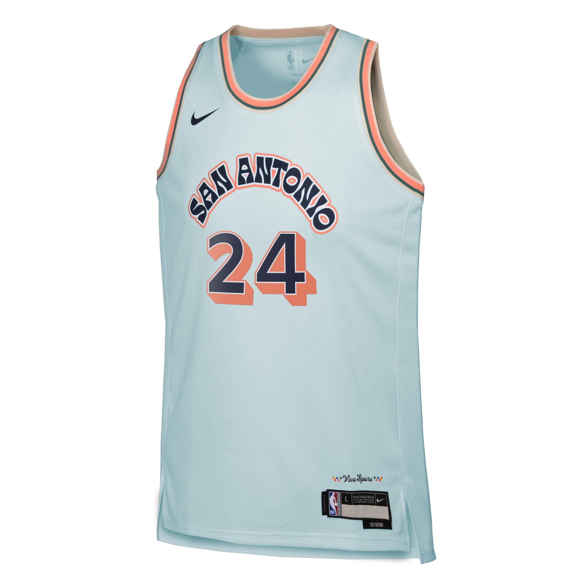 Alternative view of San Antonio Spurs City Edition Swingman Basketball Jersey 2024 - Blue - Devin Vassell - Youth - JS450 