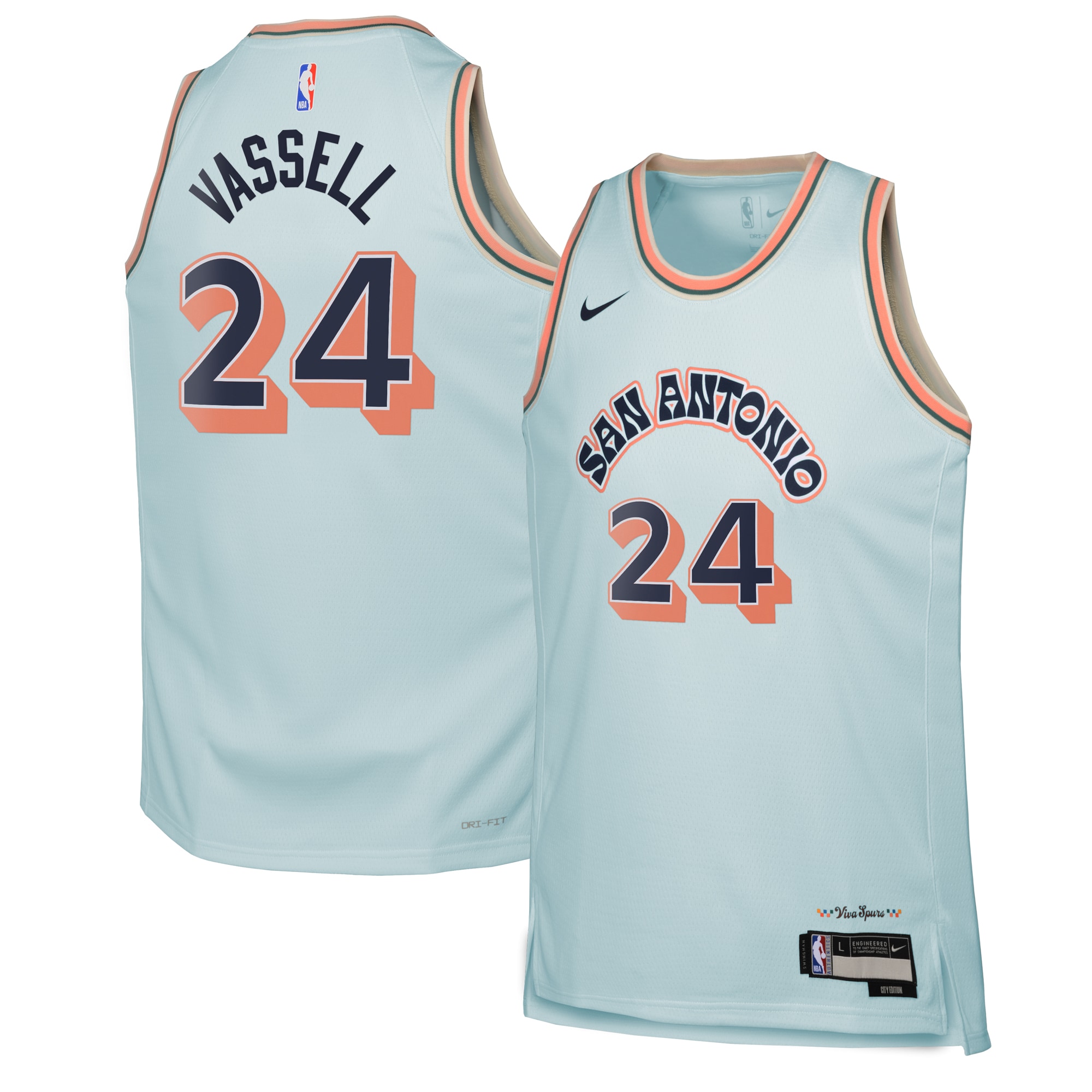 San Antonio Spurs City Edition Swingman Basketball Jersey 2024 - Blue - Devin Vassell - Youth - JS450 