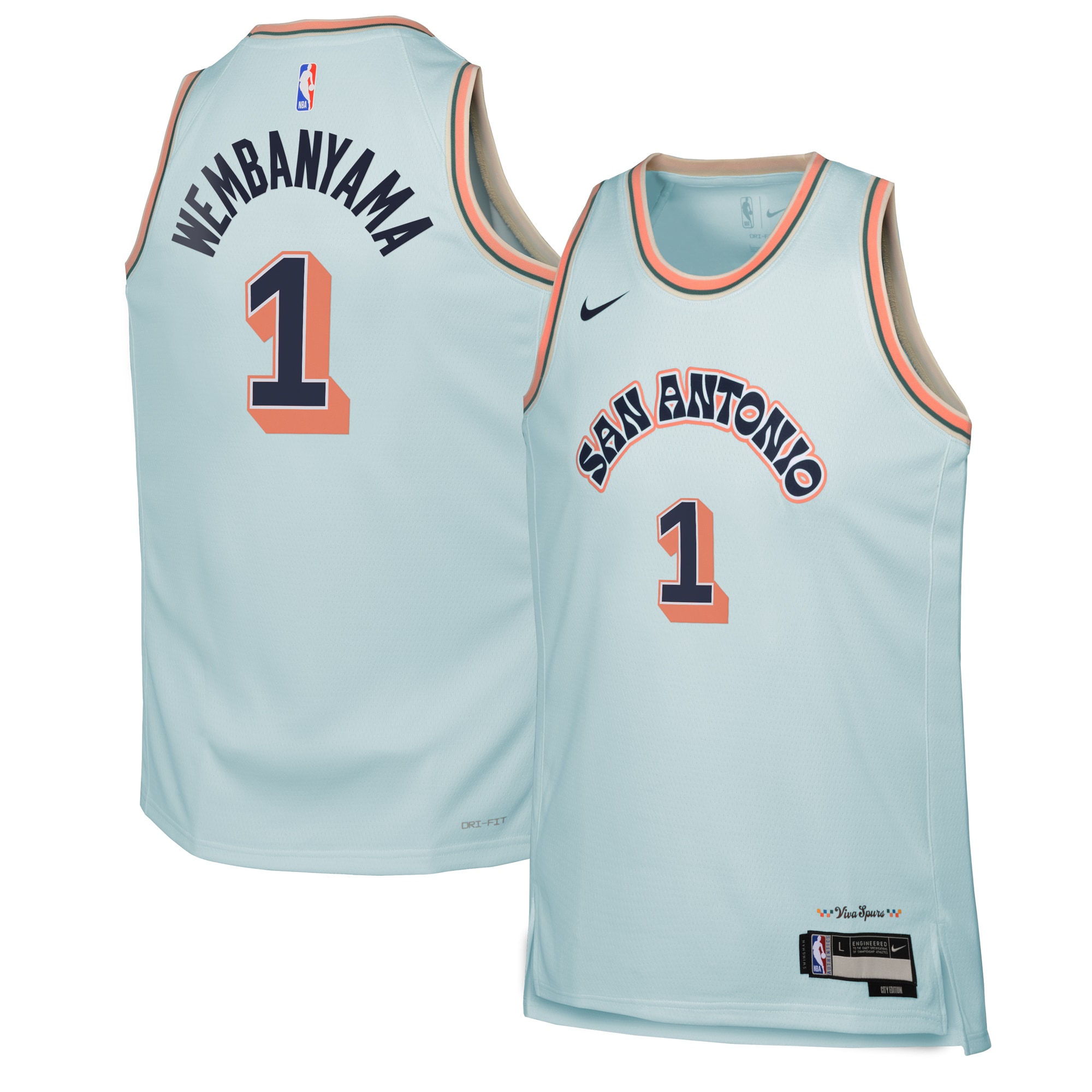 San Antonio Spurs City Edition Swingman Basketball Jersey 2024 - Blue - Victor Wembanyama - Youth - JS856 
