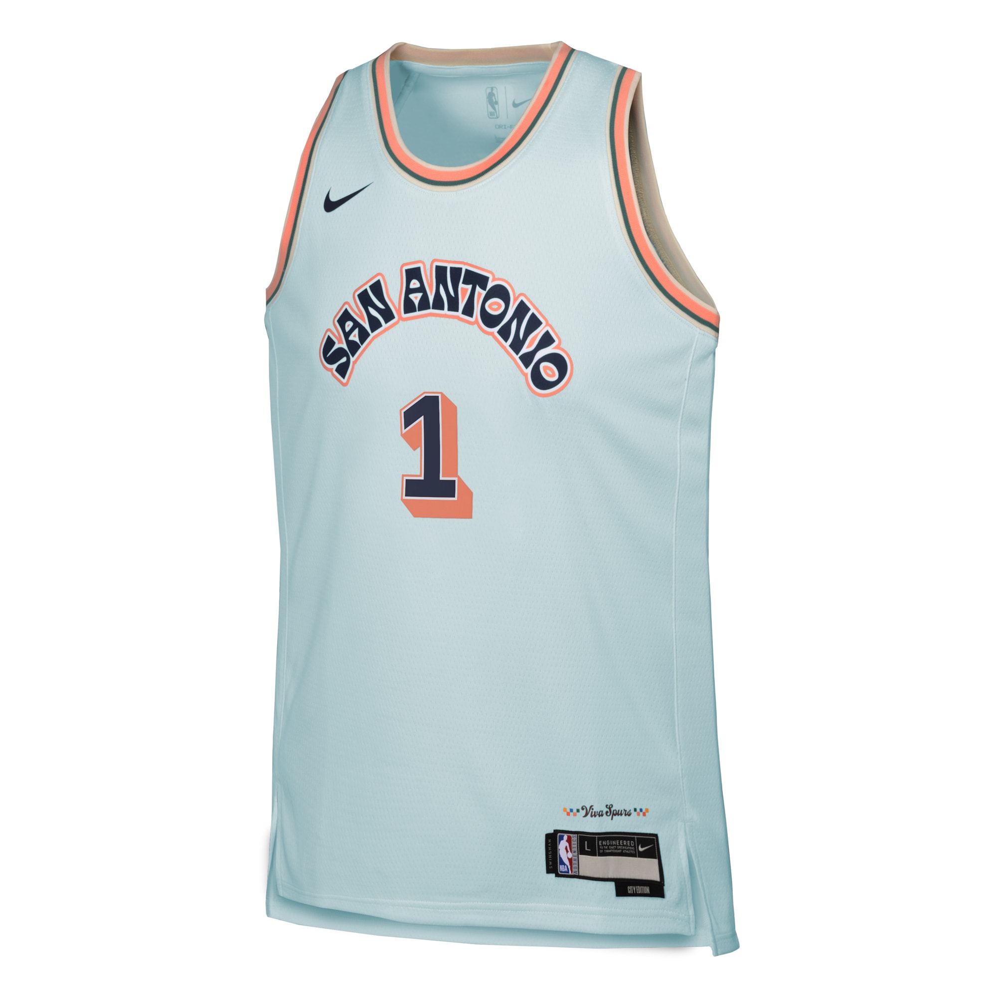 Alternative view of San Antonio Spurs City Edition Swingman Basketball Jersey 2024 - Blue - Victor Wembanyama - Youth - JS856 