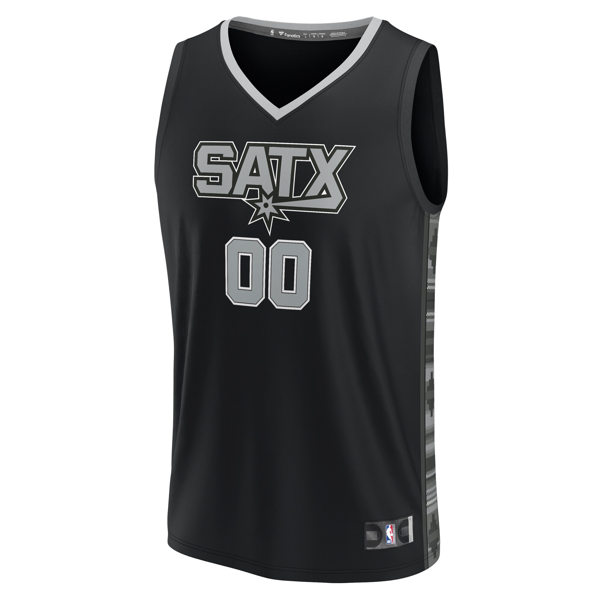 Alternative view of San Antonio Spurs Fanatics Fast Break Custom Replica Basketball Jersey - Black - Statement Edition