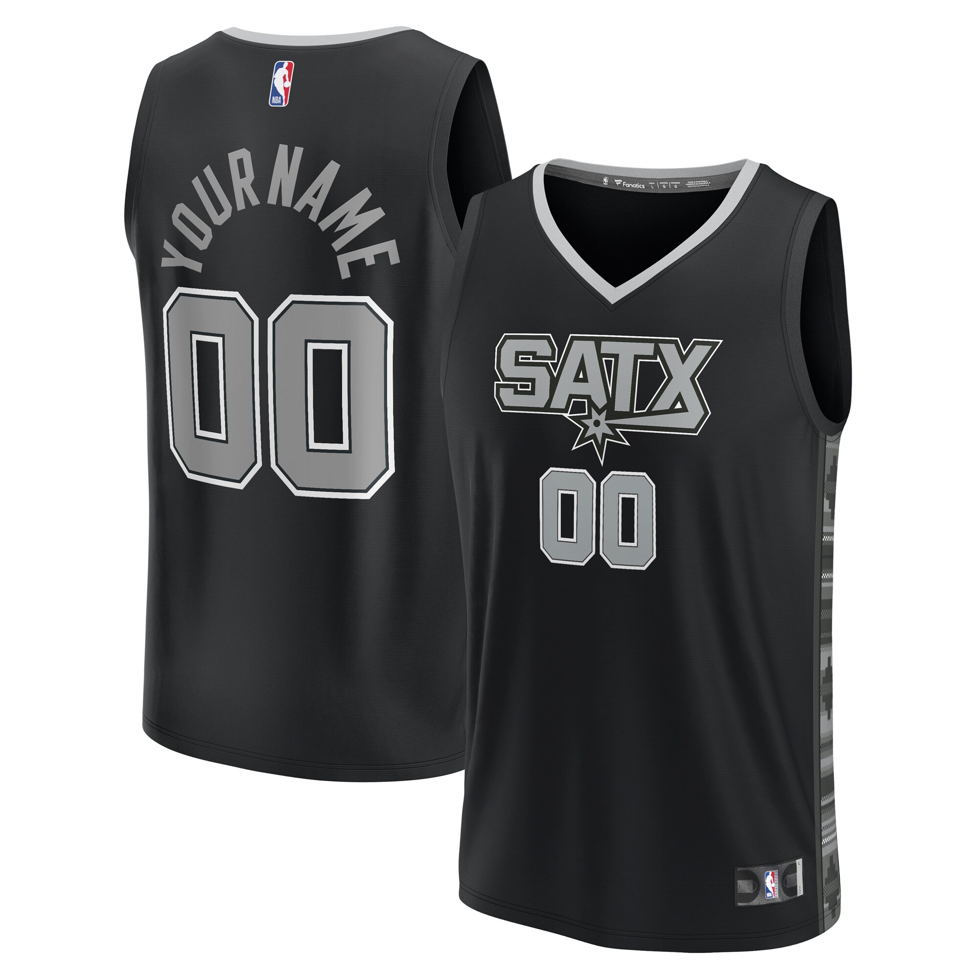 San Antonio Spurs Fanatics Fast Break Custom Replica Basketball Jersey - Black - Statement Edition