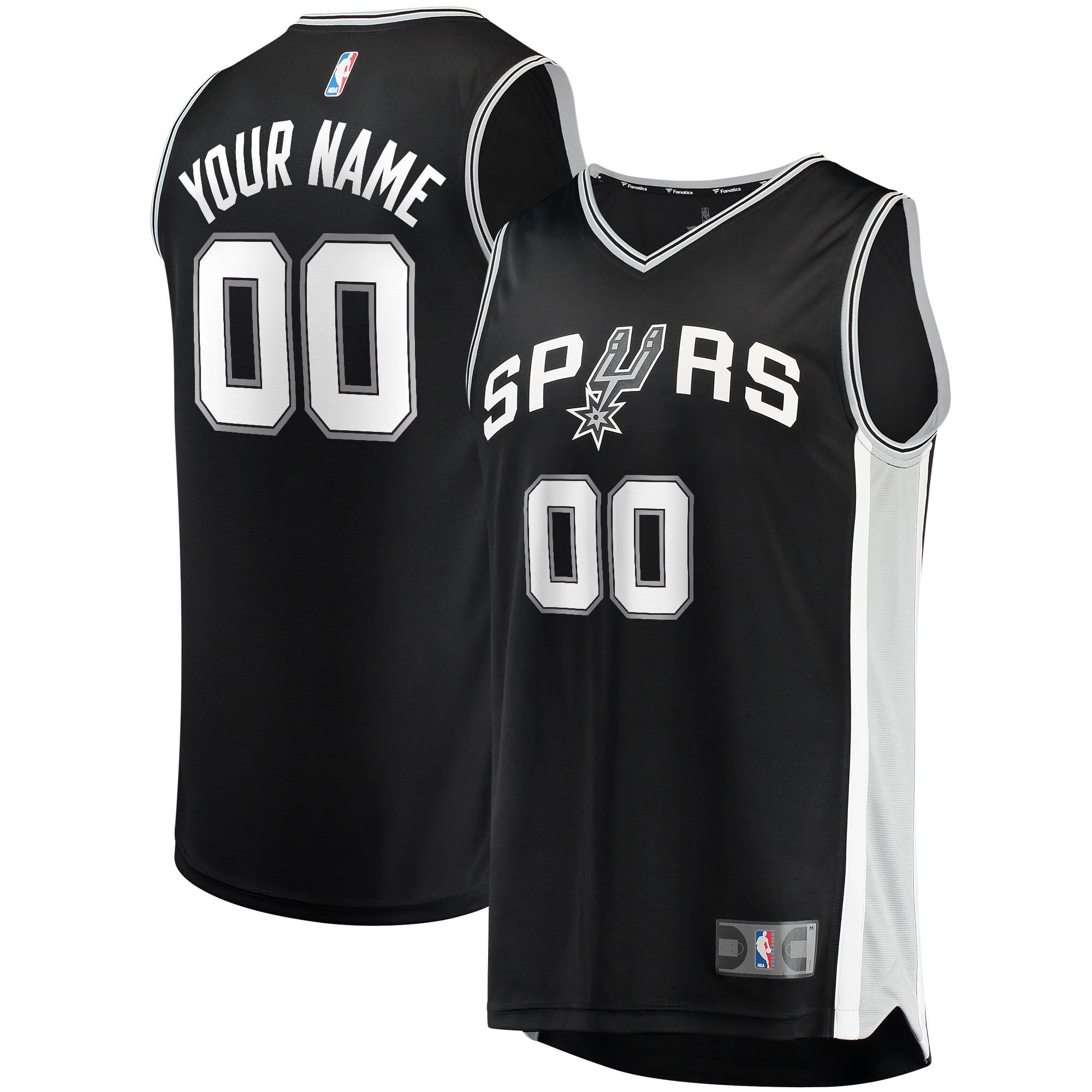 San Antonio Spurs Fanatics Youth Fast Break Custom Replica Basketball Jersey Black - Icon Edition