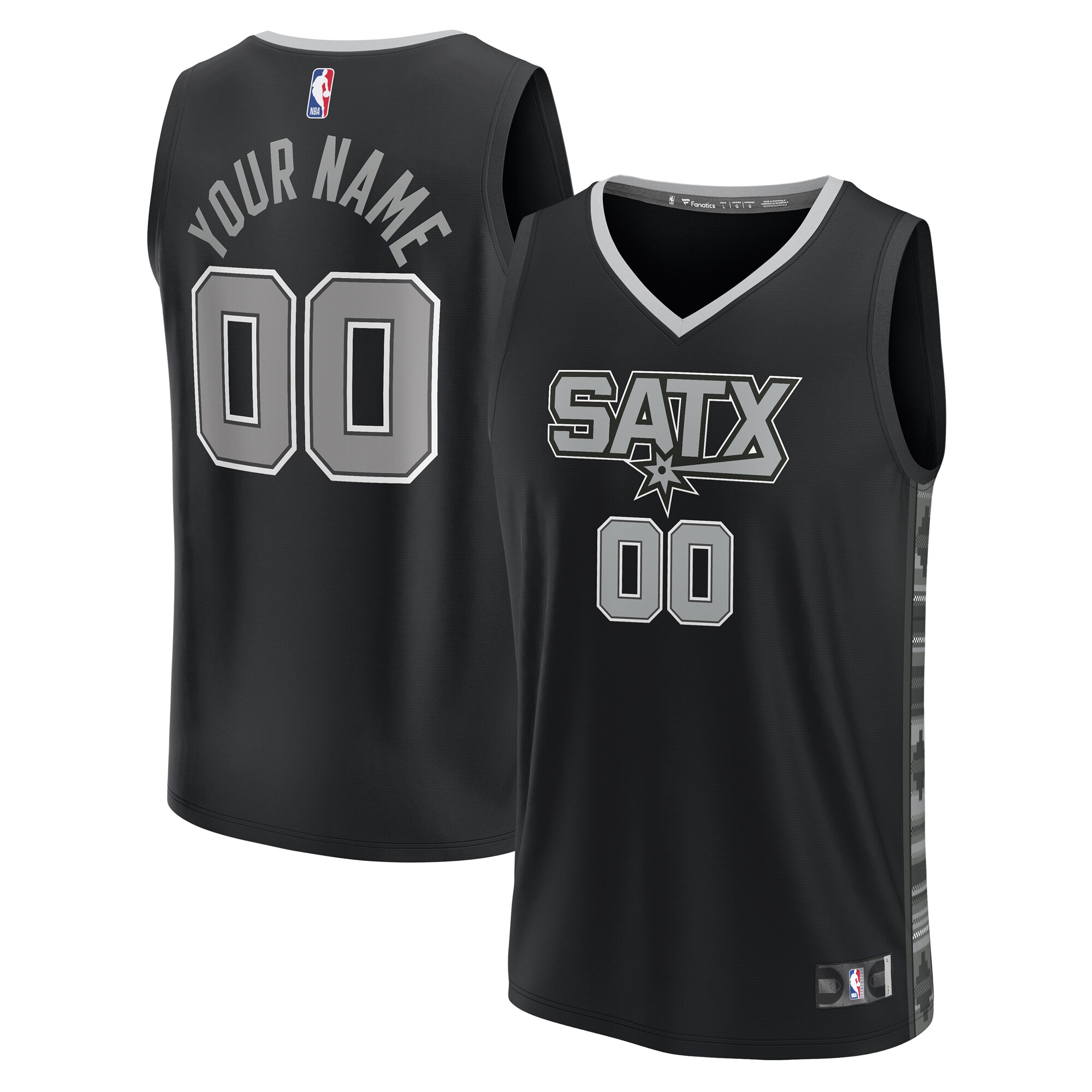 San Antonio Spurs Fanatics Youth Fast Break Replica Custom Basketball Jersey - Statement Edition - Black