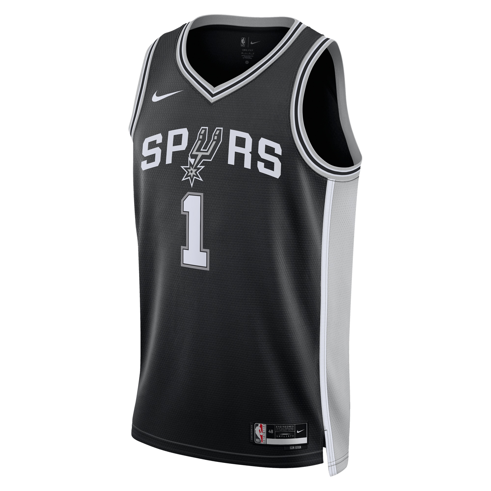 Alternative view of San Antonio Spurs Icon Edition Swingman Basketball Jersey - Black - Victor Wembanyama - Unisex - JS913 