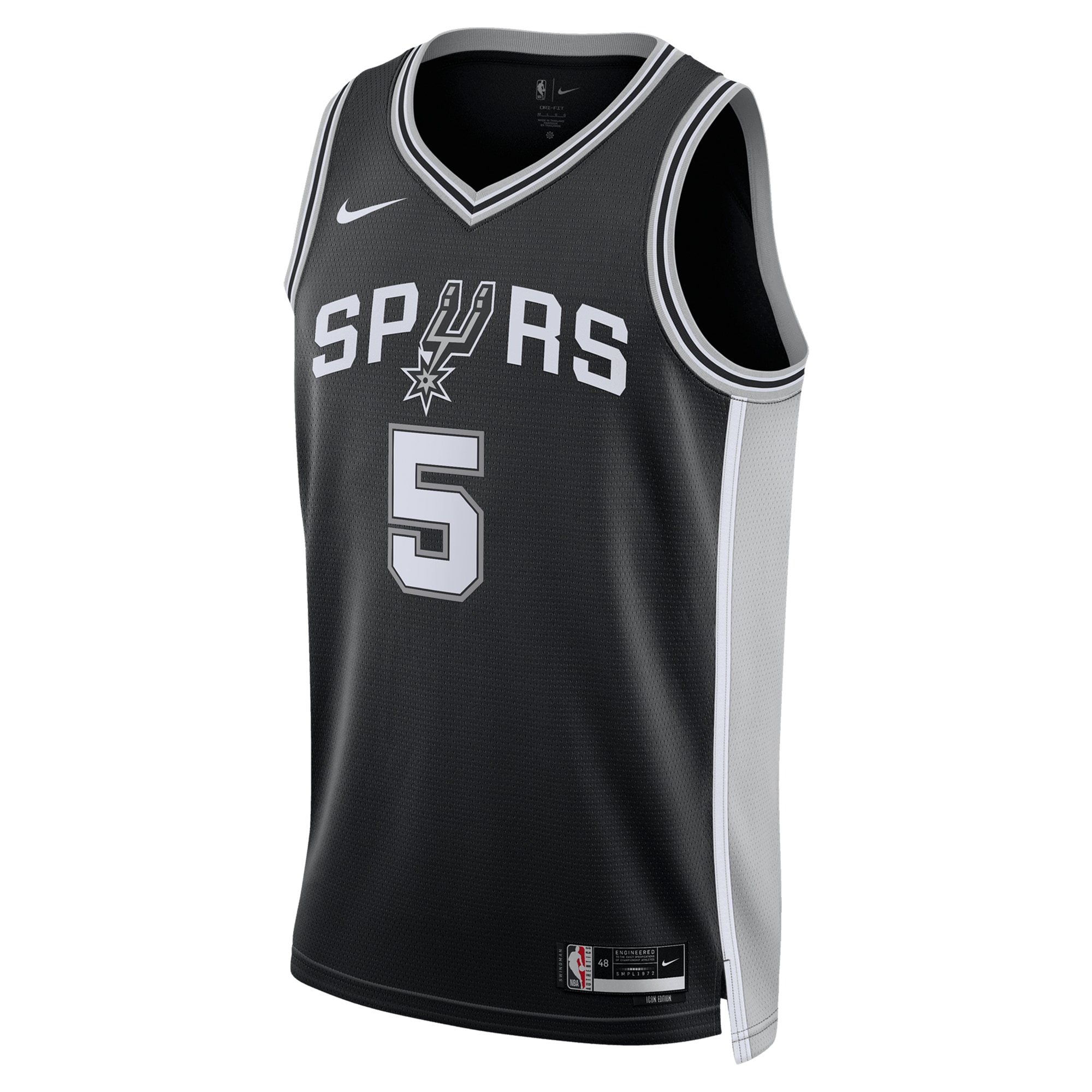 Alternative view of San Antonio Spurs Icon Swingman Basketball Jersey - Black - Stephon Castle - Unisex - JS481 