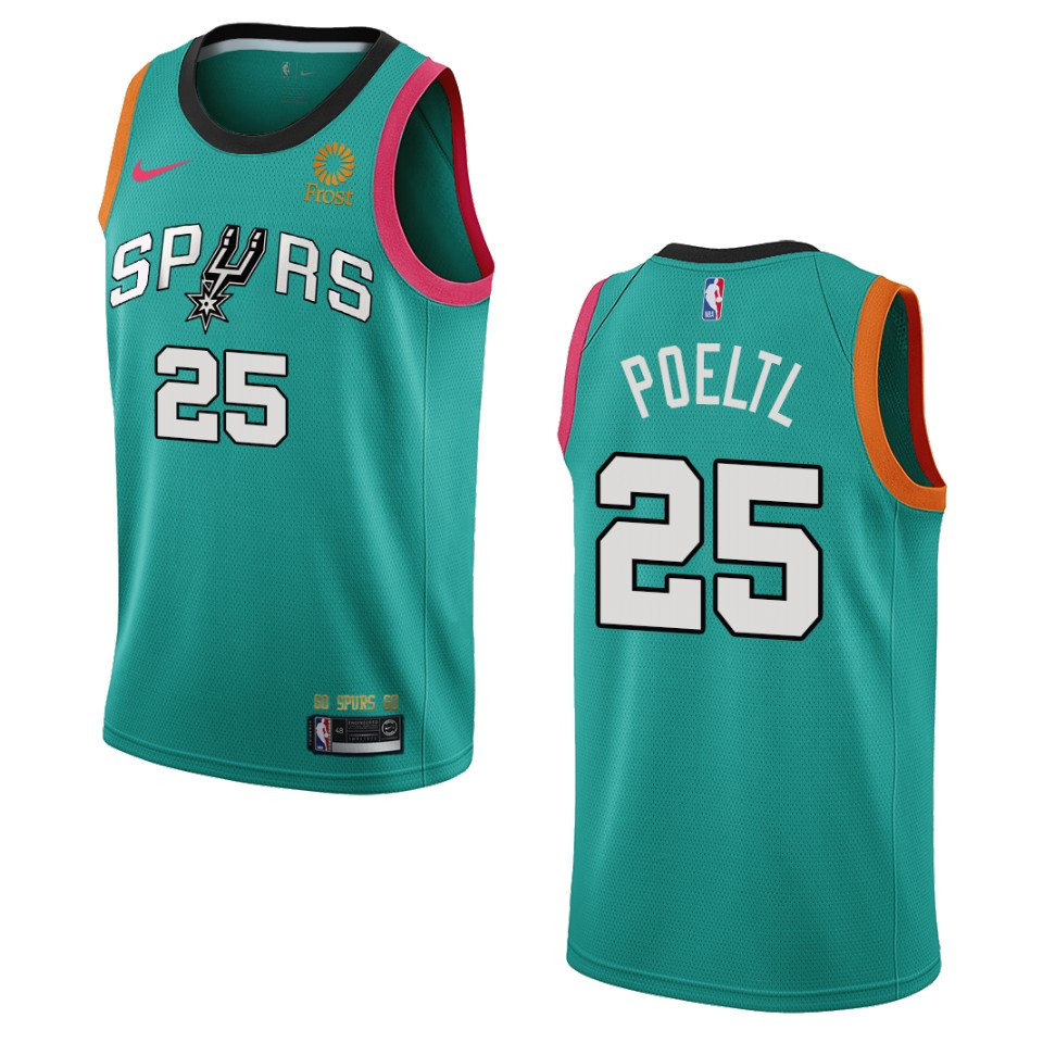 San Antonio Spurs Jakob Poeltl Teal City Edition 2022-23 Swingman Basketball Jersey
