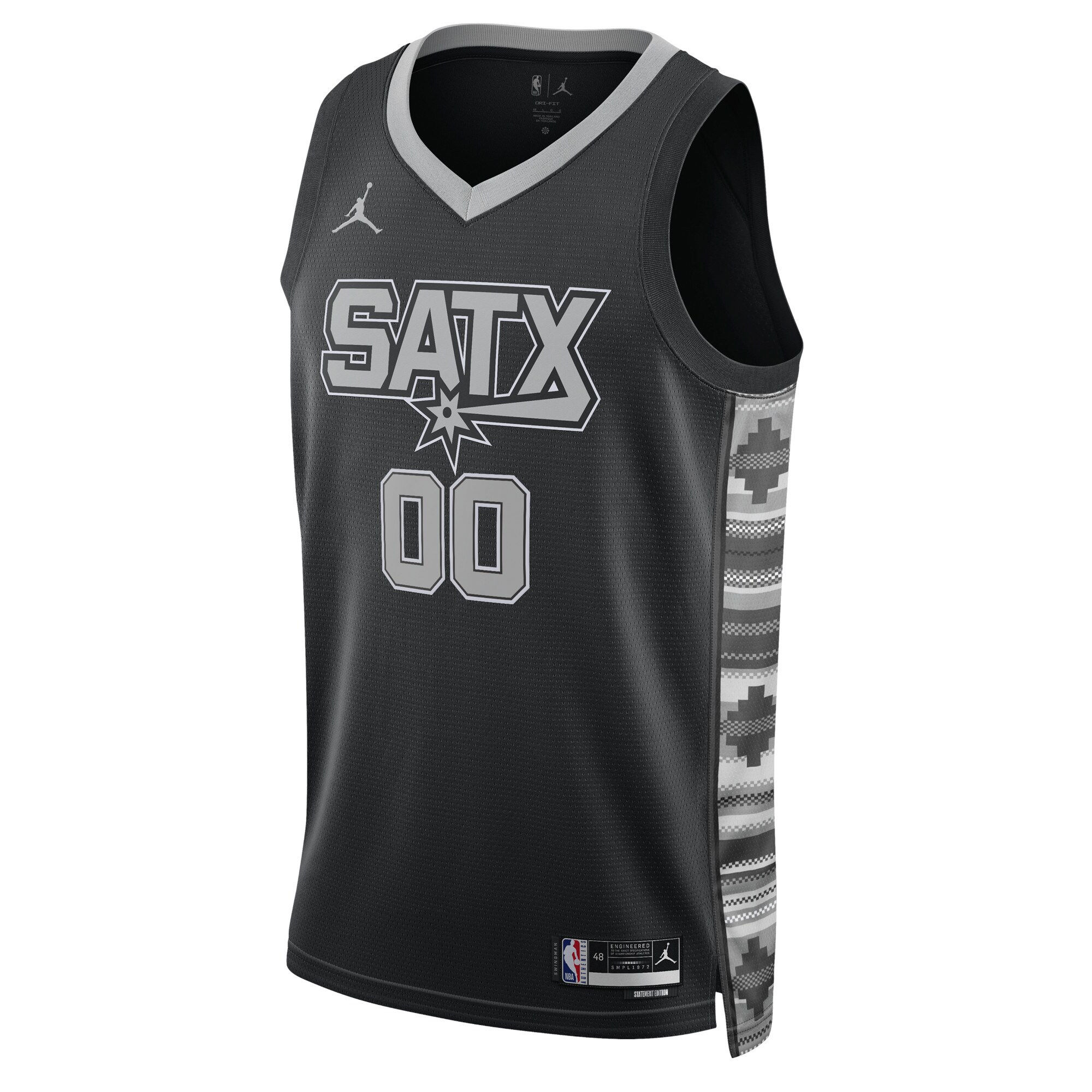 Alternative view of San Antonio Spurs Jordan Brand Unisex 2022/23 Swingman Custom Basketball Jersey - Statement Edition - Black