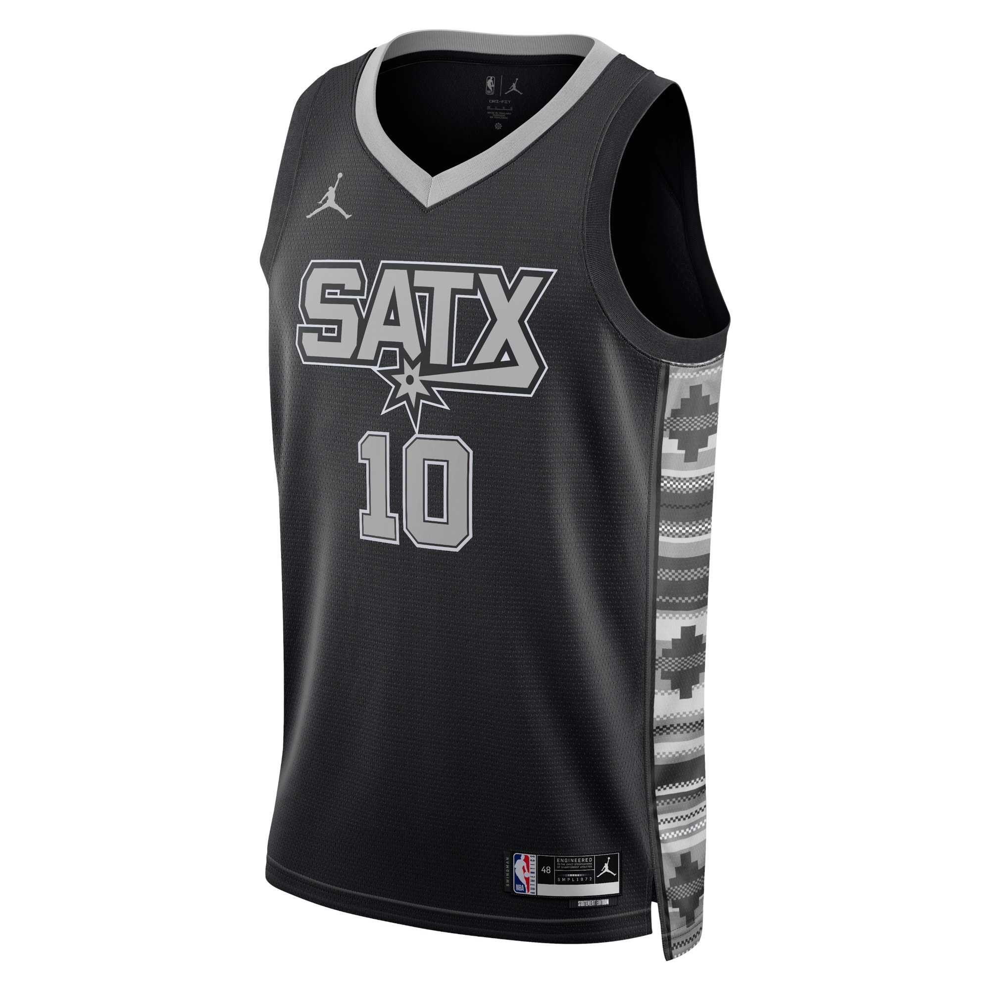 San Antonio Spurs Jordan Statement Edition Swingman Basketball Jersey - Black - Jeremy Sochan - Unisex - JS747 