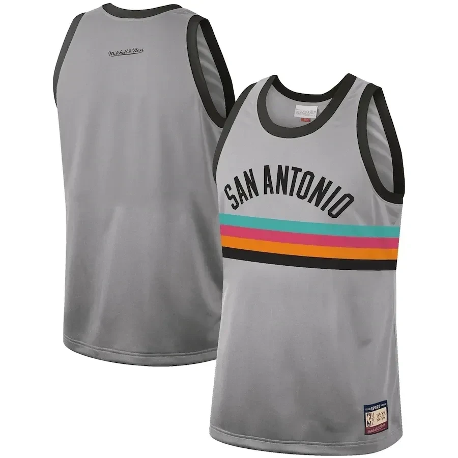 San Antonio Spurs Mitchell & Ness Hardwood Classics Team Heritage Fashion Basketball Jersey - Silver - JS684 