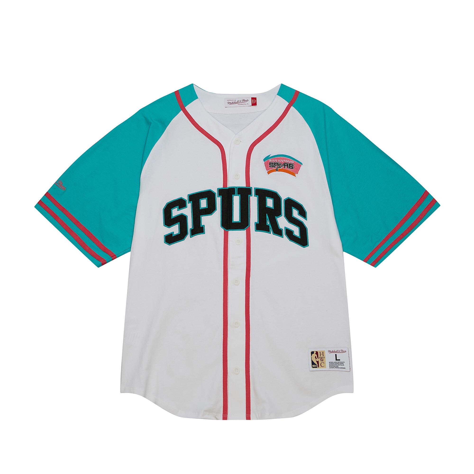 Alternative view of San Antonio Spurs Mitchell & Ness Practice Day Baseball Basketball Jersey - White
