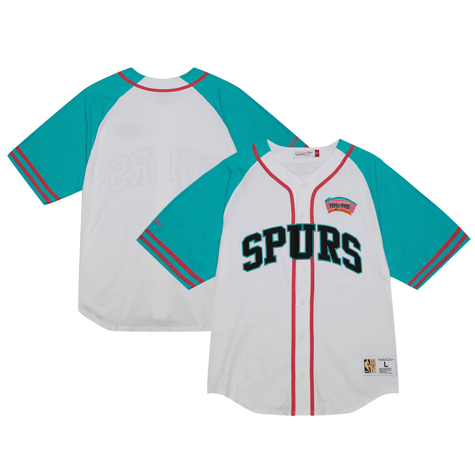 San Antonio Spurs Mitchell & Ness Practice Day Baseball Basketball Jersey - White