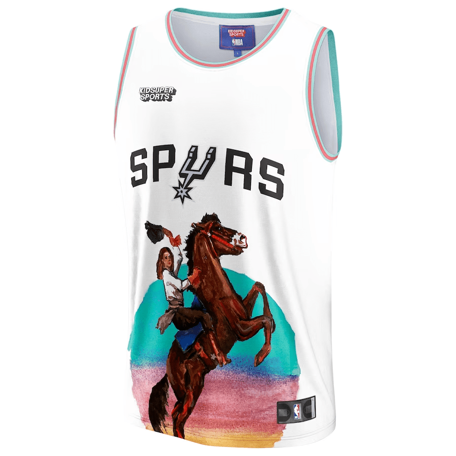 Alternative view of San Antonio Spurs NBA & KidSuper Studios Unisex Hometown Basketball Jersey - White - JS811 