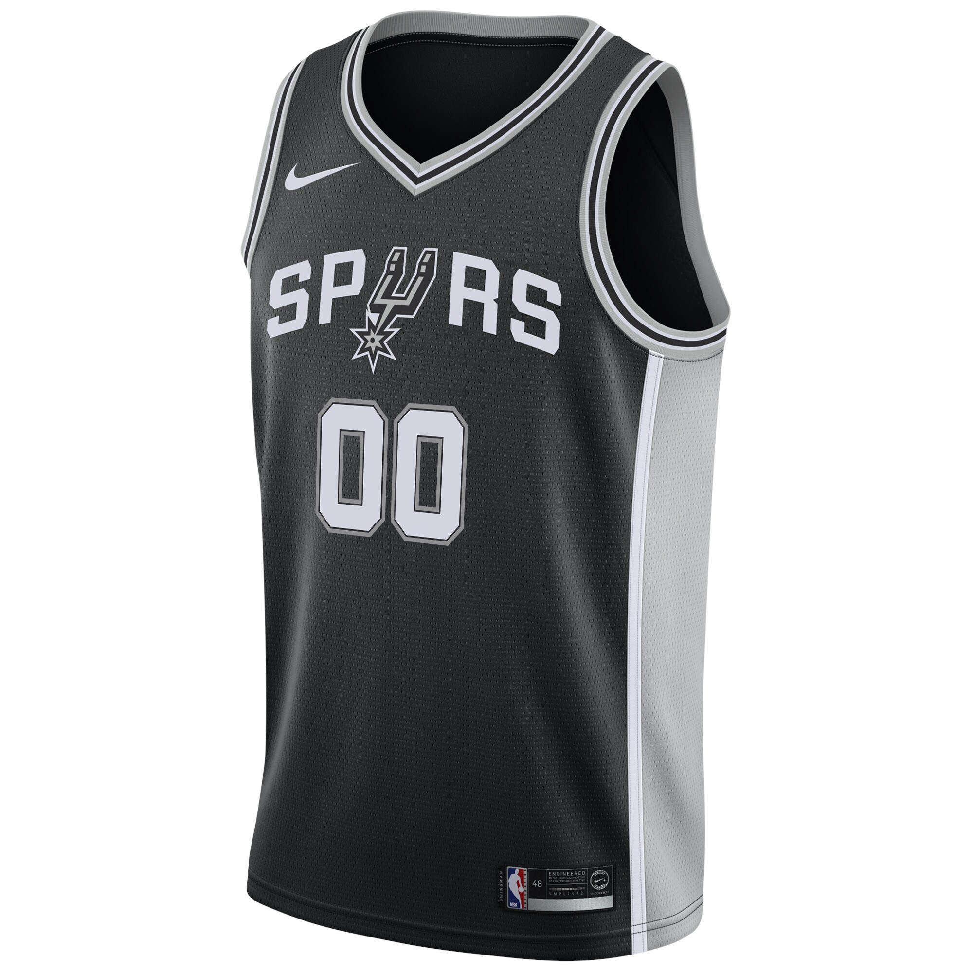 Alternative view of San Antonio Spurs Swingman Custom Basketball Jersey Black - Icon Edition