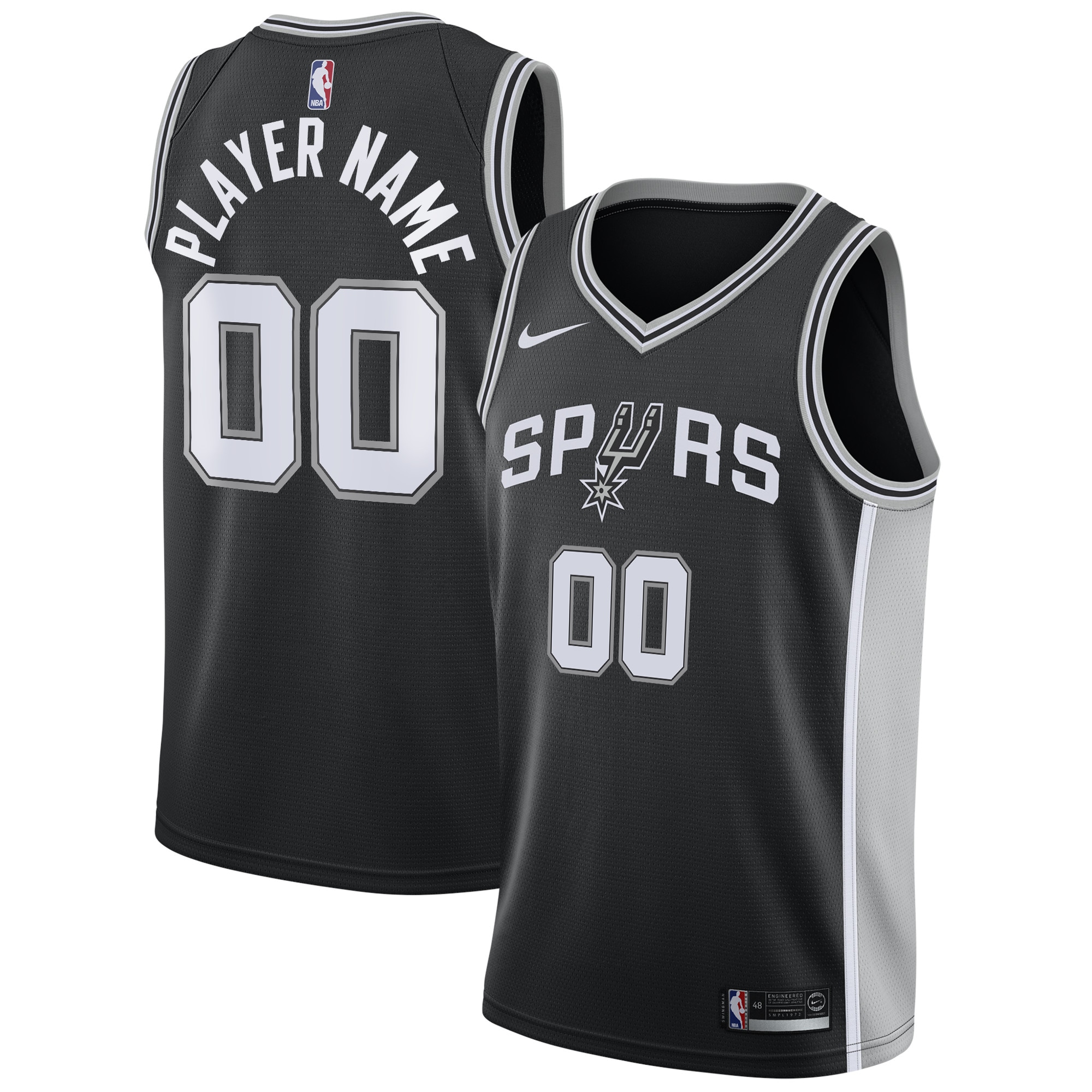 San Antonio Spurs Swingman Custom Basketball Jersey Black - Icon Edition