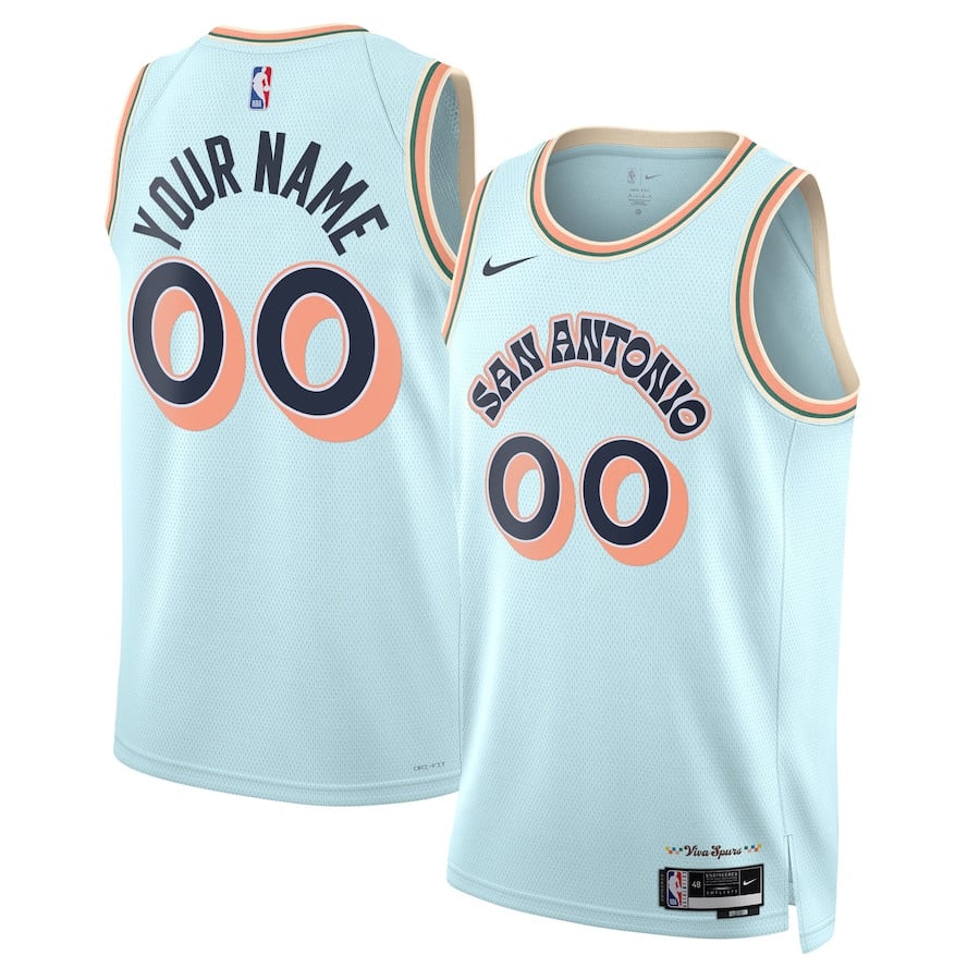 San Antonio Spurs Unisex 2024/25 Custom Swingman Basketball Jersey - City Edition - Light Blue - JS892 