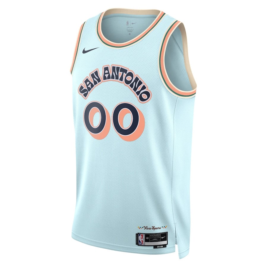 Alternative view of San Antonio Spurs Unisex 2024/25 Custom Swingman Basketball Jersey - City Edition - Light Blue - JS892 