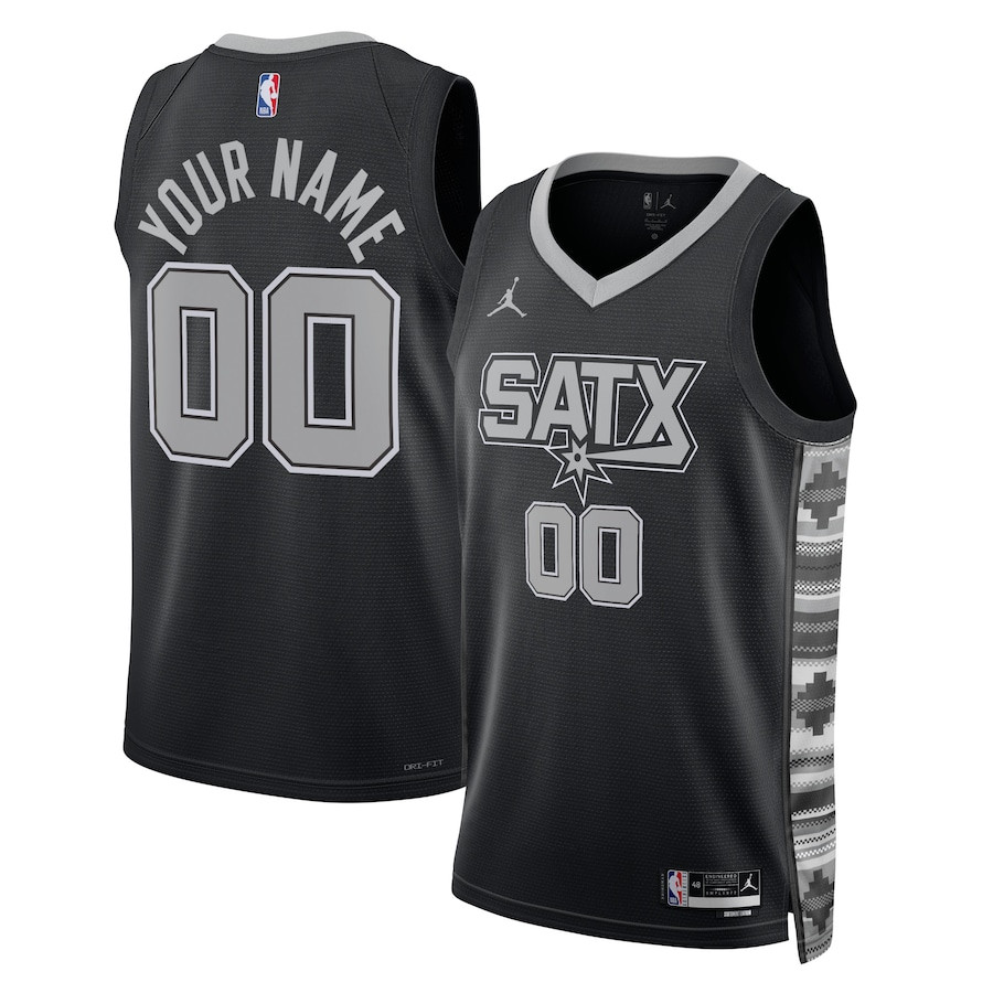San Antonio Spurs Unisex Swingman Custom Basketball Jersey - Statement Edition - Black - JS496 