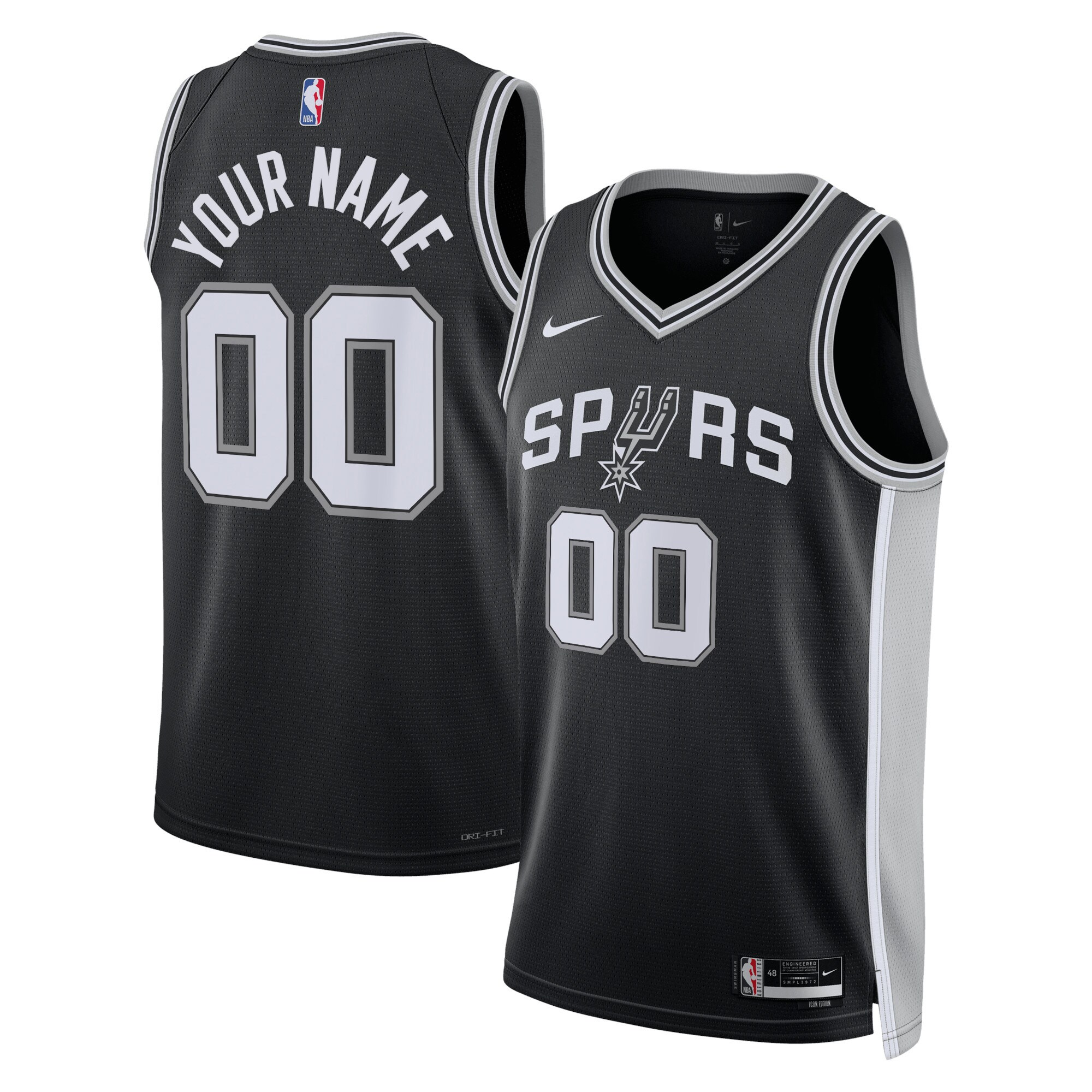 San Antonio Spurs Unisex Swingman Custom Basketball Jersey Black - Icon Edition